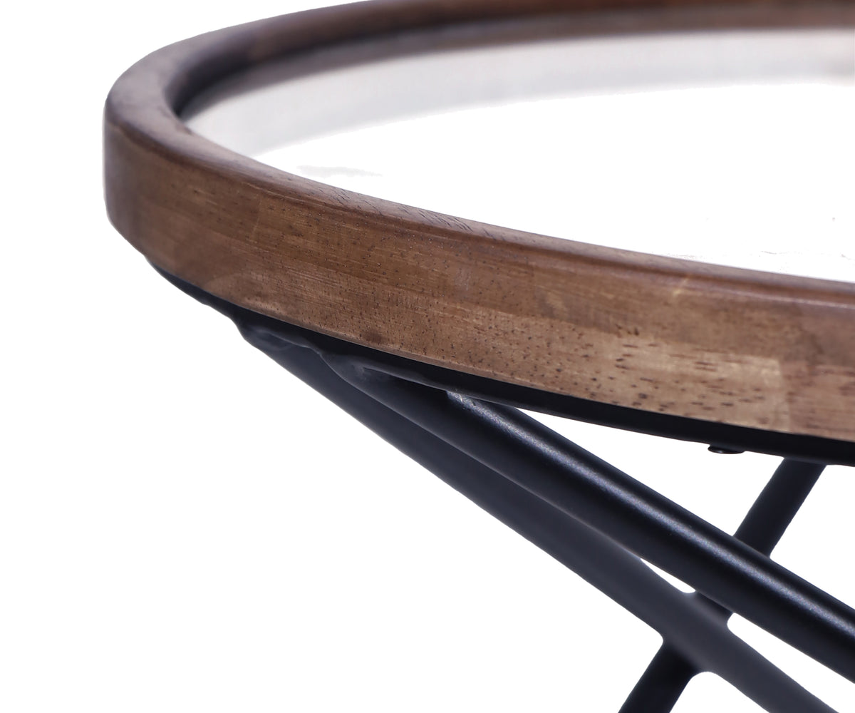 Low Round Teak Coffee Table with Angular Legs