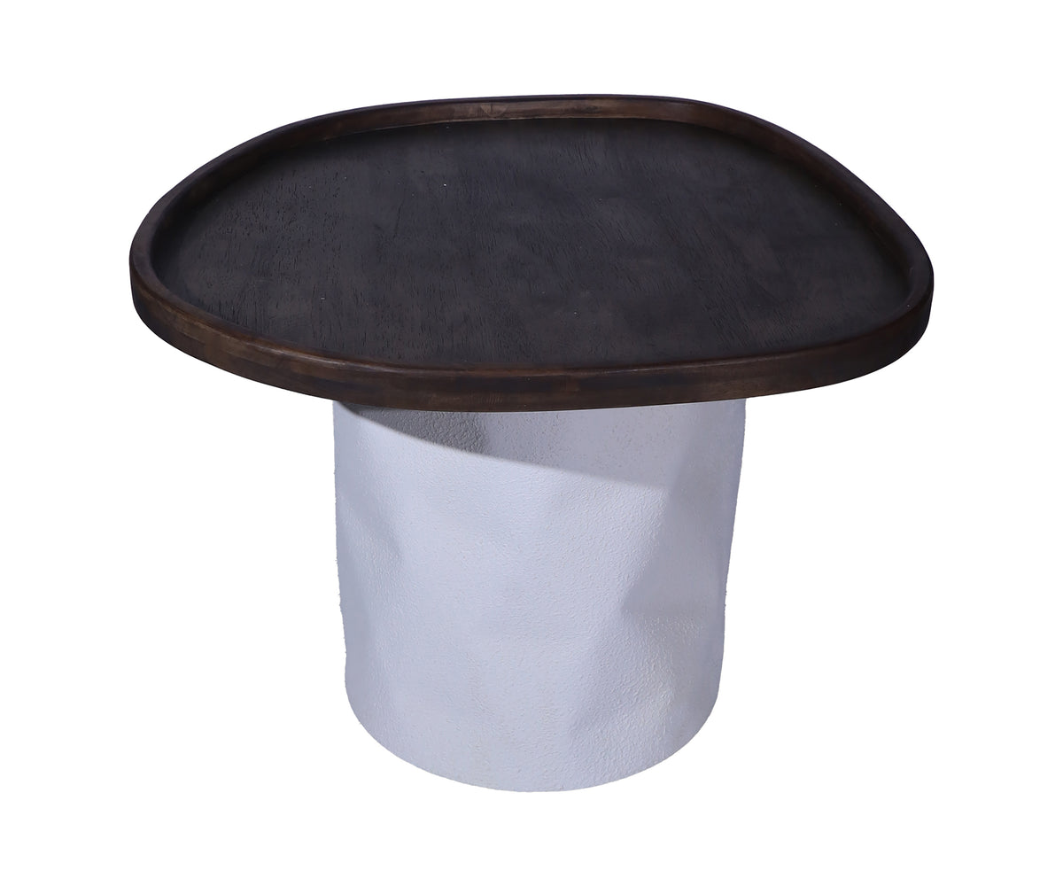 Asymmetrical Rounded Tray-Top Coffee Table with White Pedestal