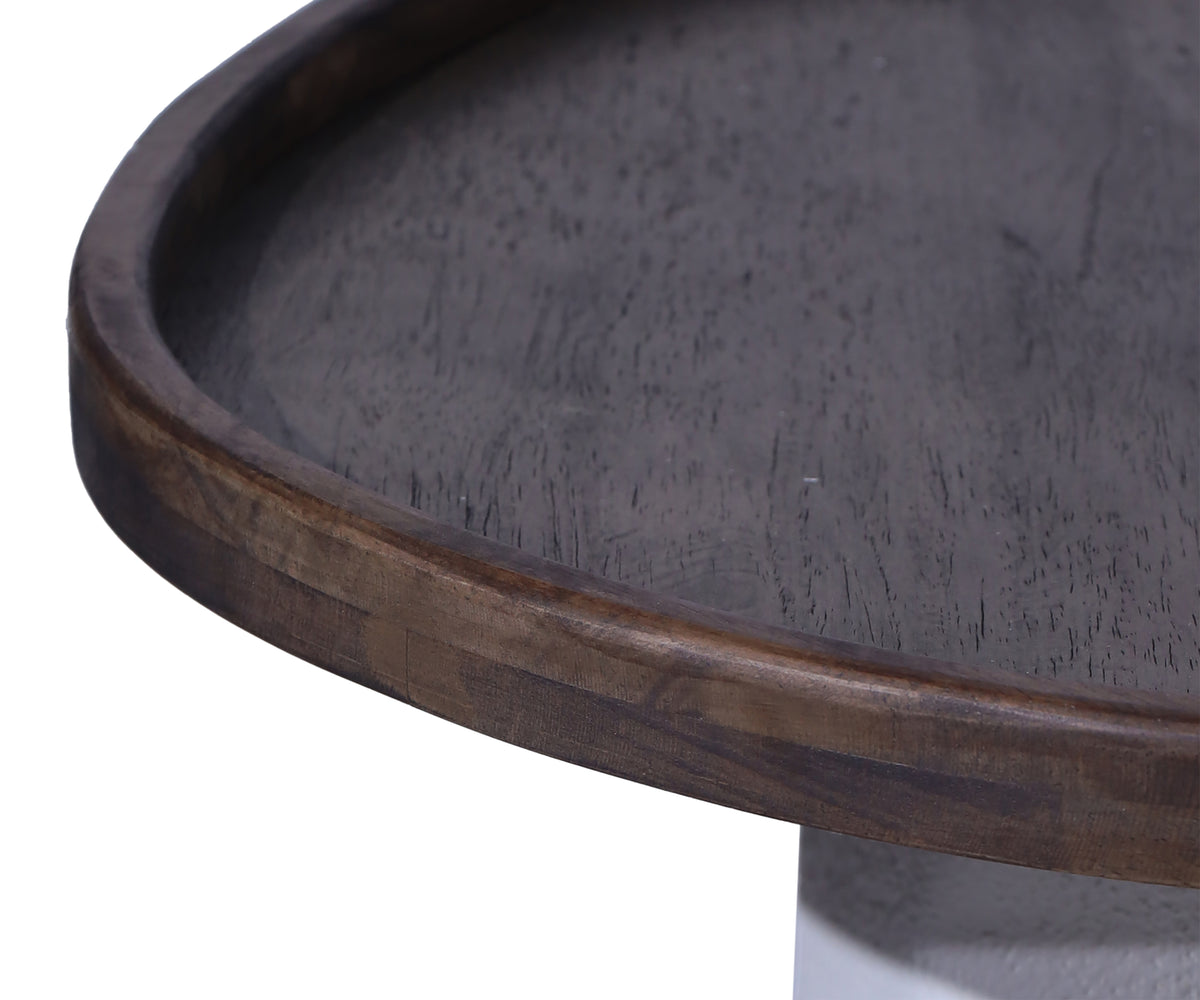 Asymmetrical Rounded Tray-Top Coffee Table with White Pedestal