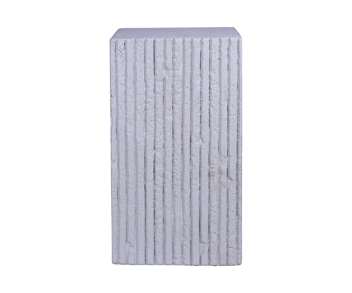 White Petite Fluted GRC Pedestal Side Table