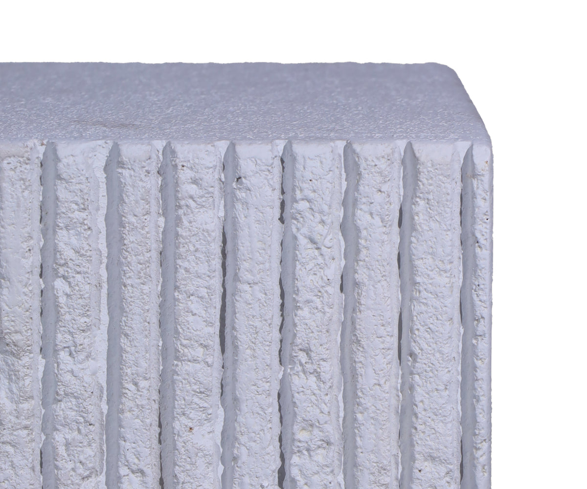 White Petite Fluted GRC Pedestal Side Table