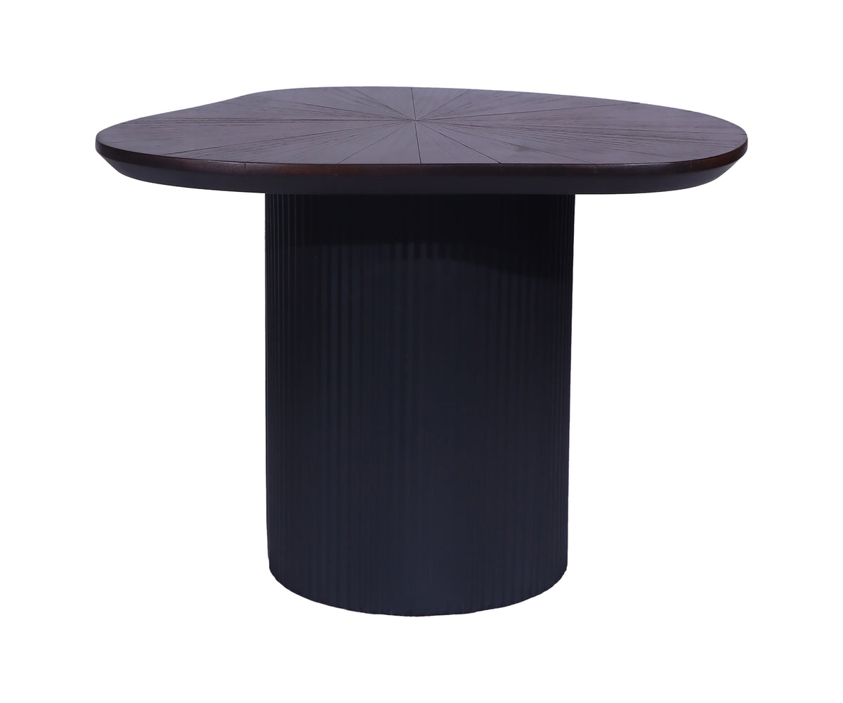 Minimalist Black Pedestal Accent Table with Fluted Column Base