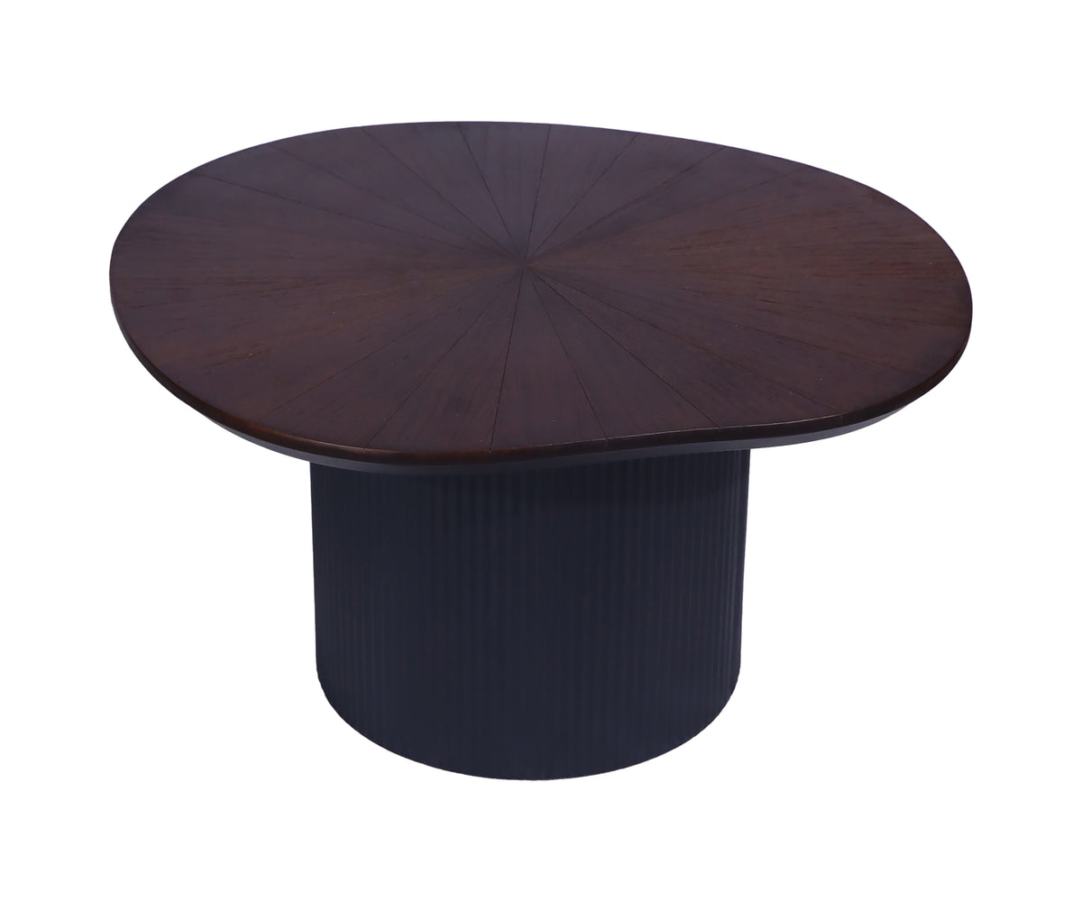 Low Wooden Coffee Table with Black Pedestal