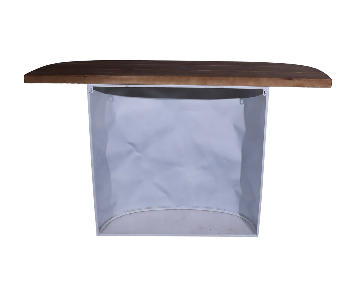 Two Toned Wood Console Table with Sculptural White Pedestal