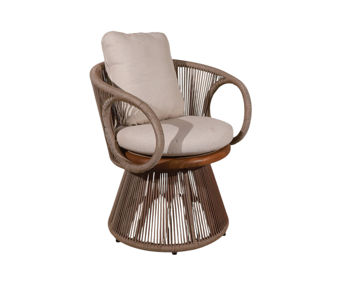 Modern Outdoor Rope Lounge Armchair with Hourglass-Shaped Conical Base