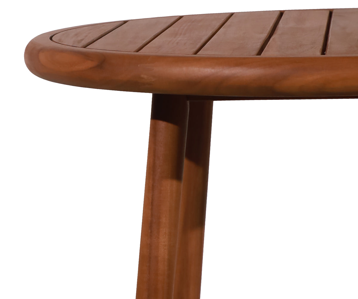2-Tier Round Slatted Outdoor Side Table with Woven Lower Shelf