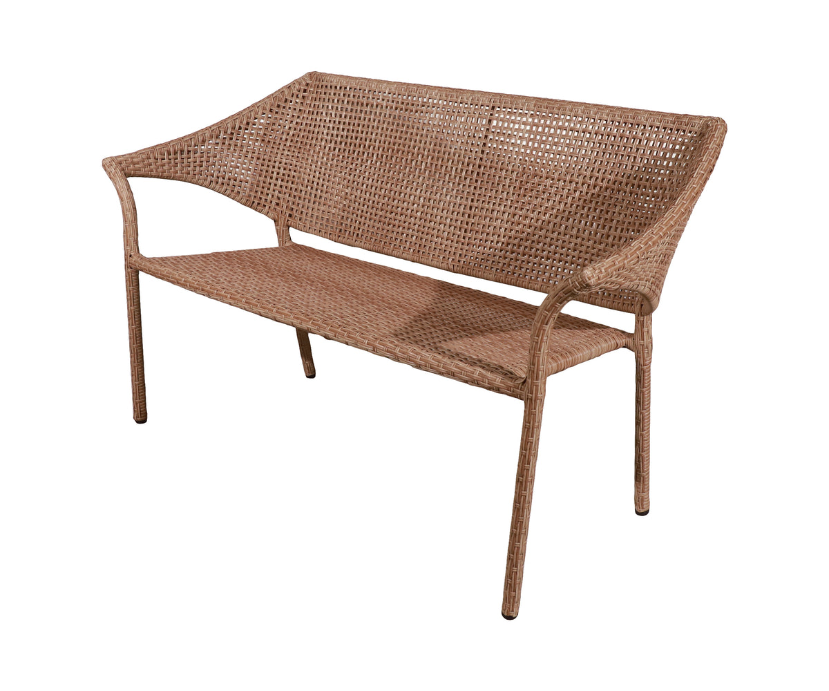 Warm Brown Woven Outdoor Two-Seater Garden & Patio Bench
