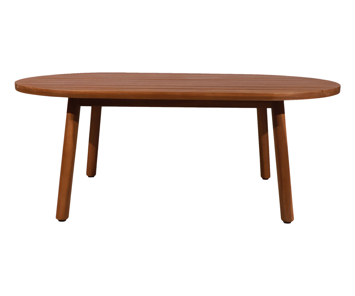 Slatted Wood Outdoor Coffee Table with Rounded Corners