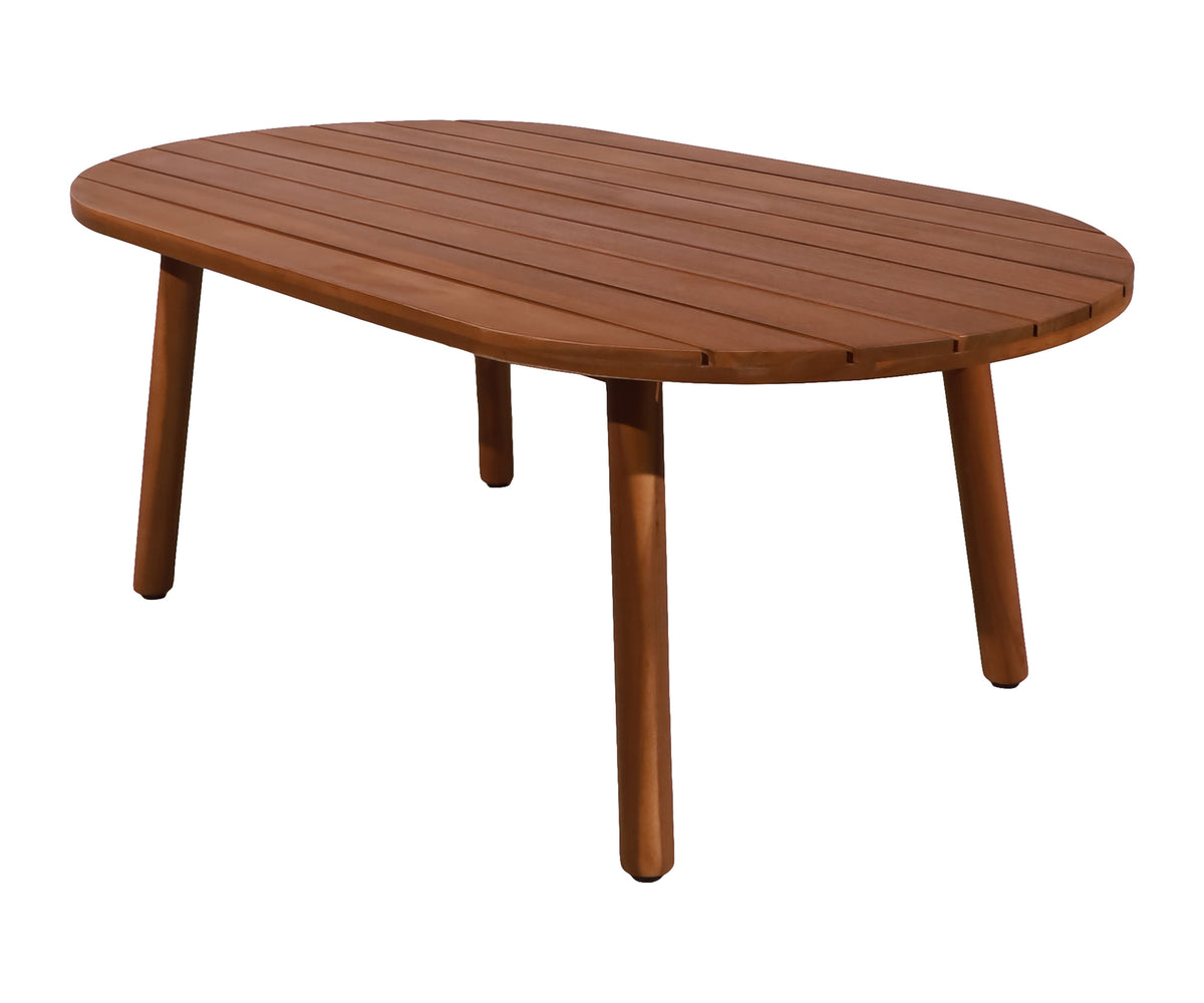 Slatted Wood Outdoor Coffee Table with Rounded Corners