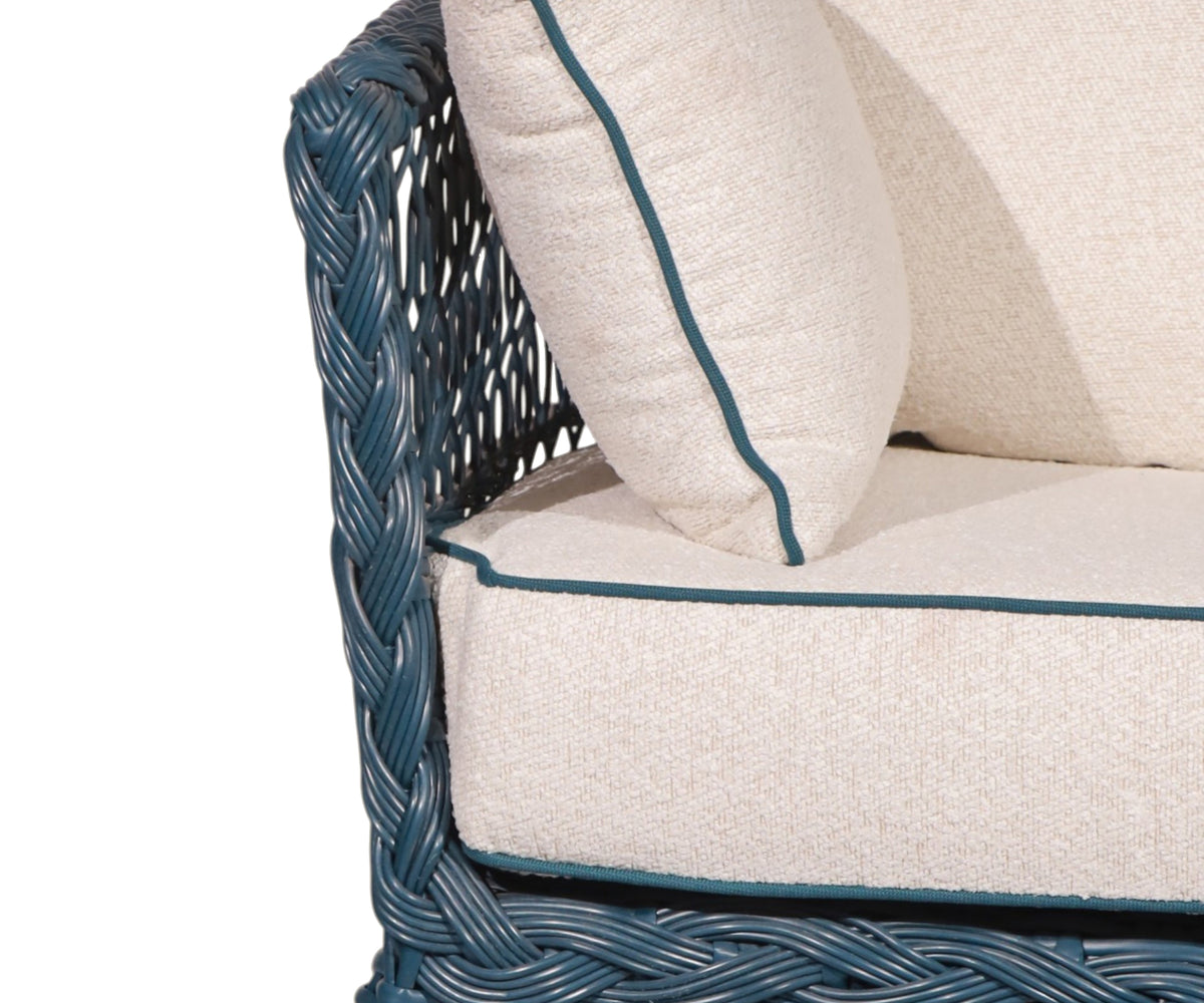 Teal Blue Woven Outdoor Poolside Sofa