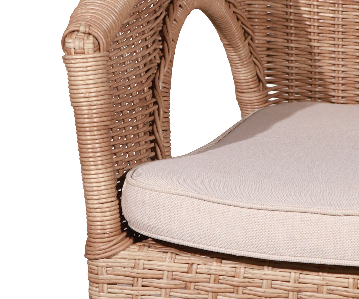 Brown Arched Backrest Outdoor Armchair with Tapered Legs