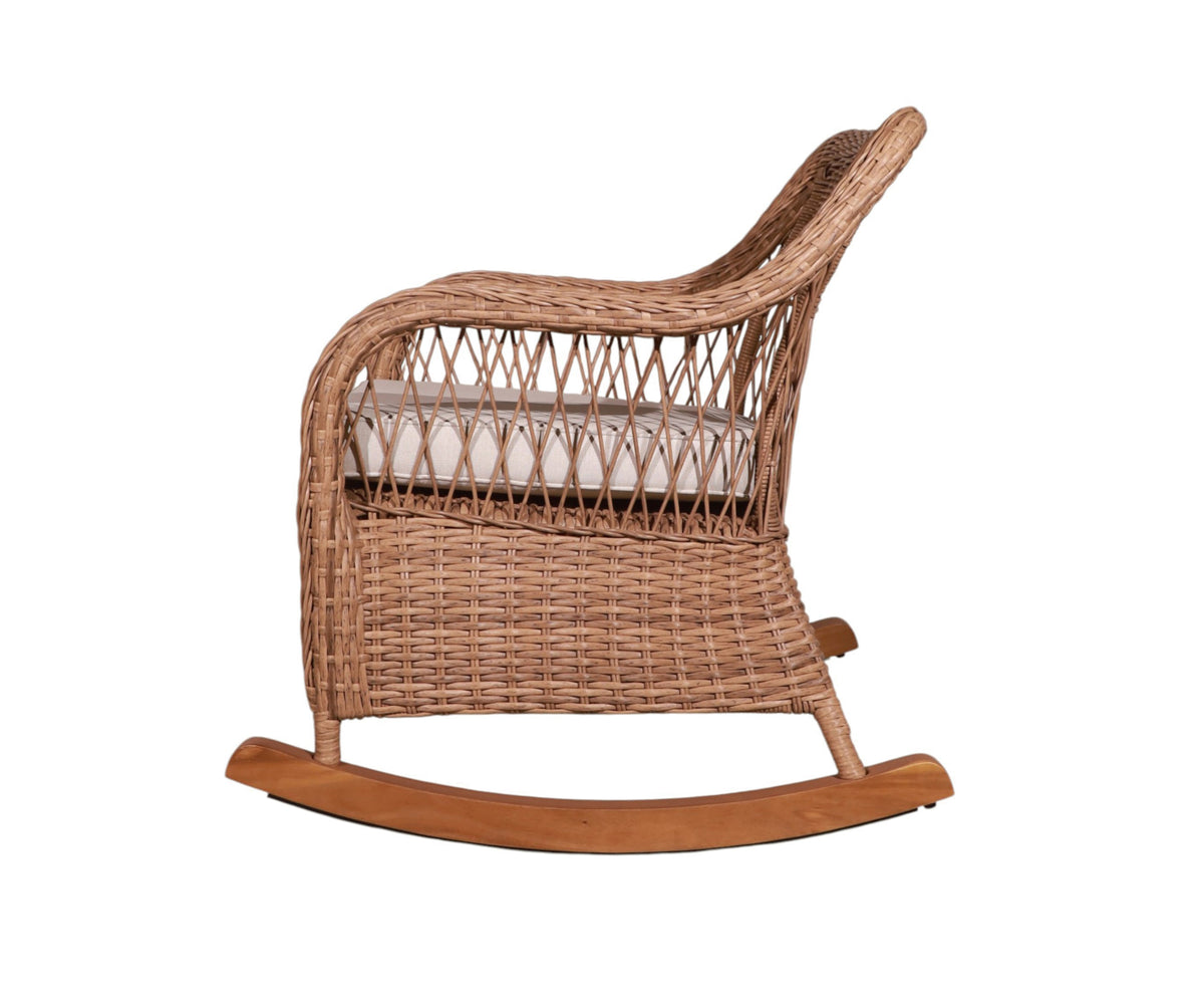 Woven Outdoor Rocking Armchair with Wooden Runners