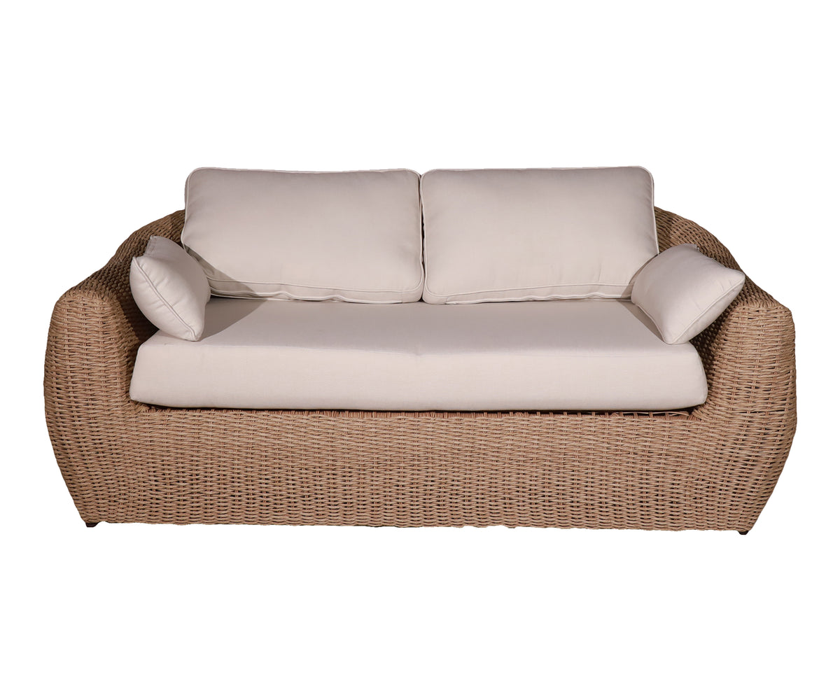 Modern Woven Outdoor Two-Seater Patio Sofa with Deep Seating