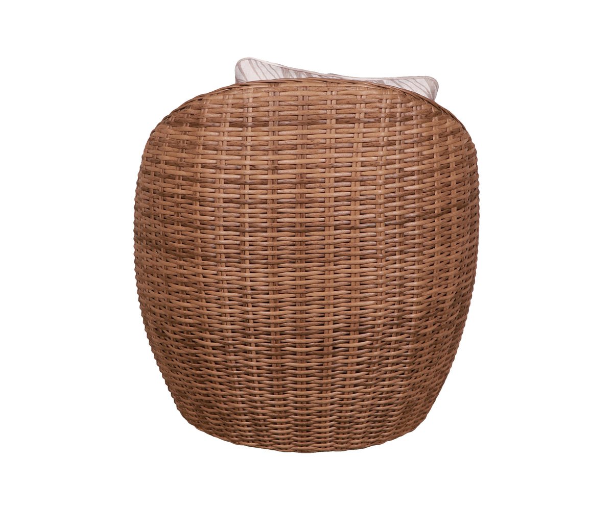 Round Woven Outdoor Tub Chair with Patterned Cushion