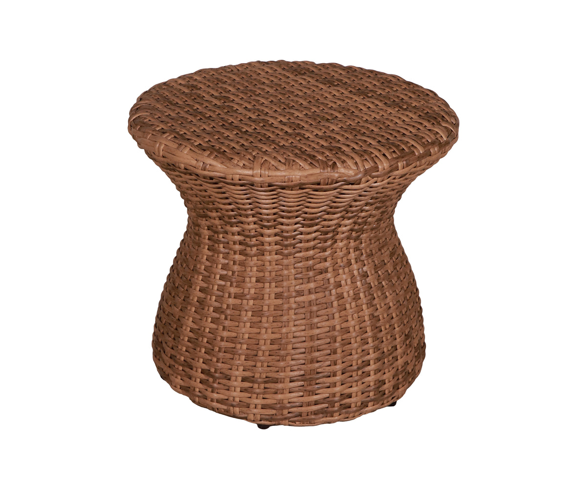 Brown Woven Hourglass Outdoor Side Table