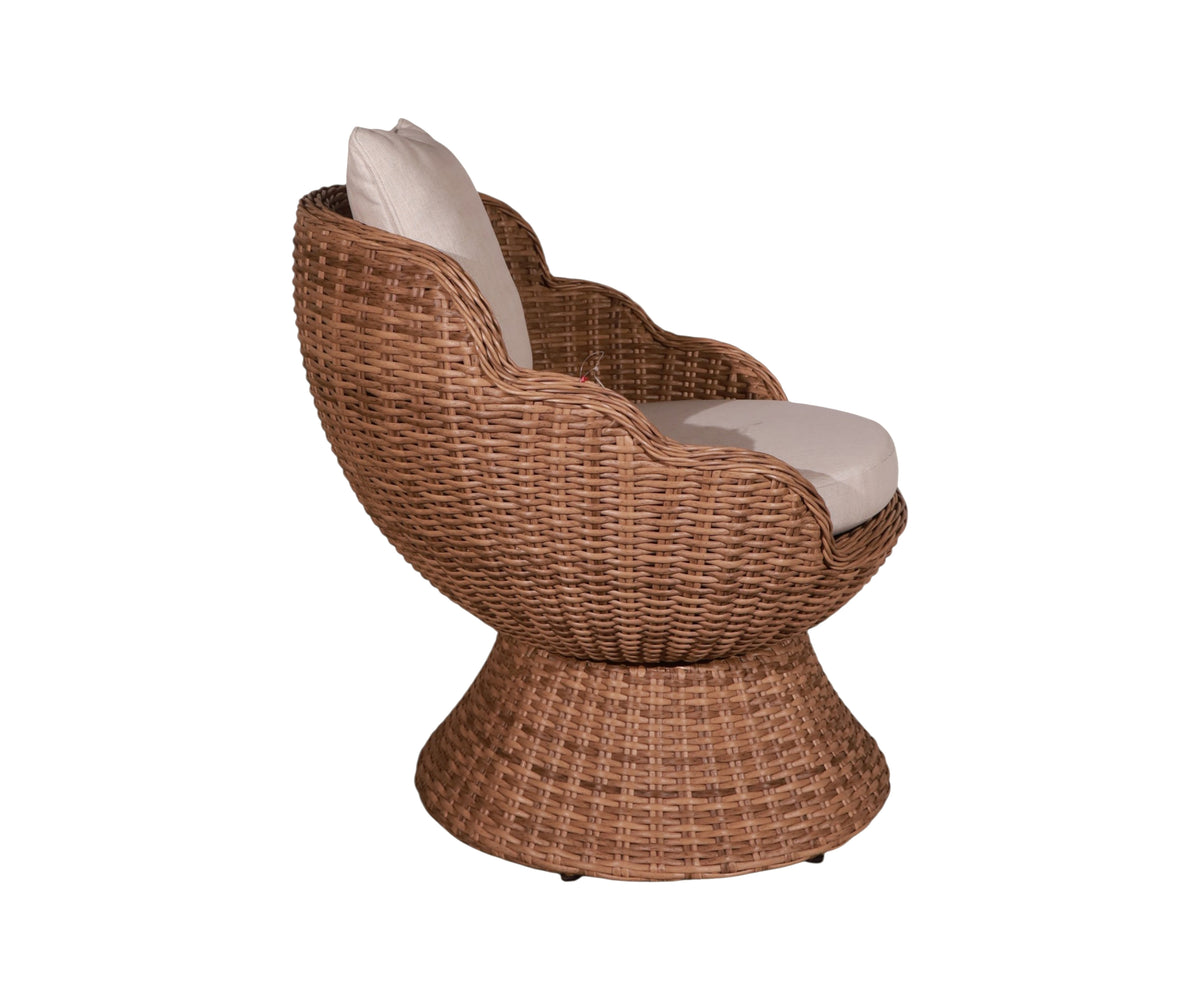 Sculptural Woven Outdoor Armchair with Pedestal Base