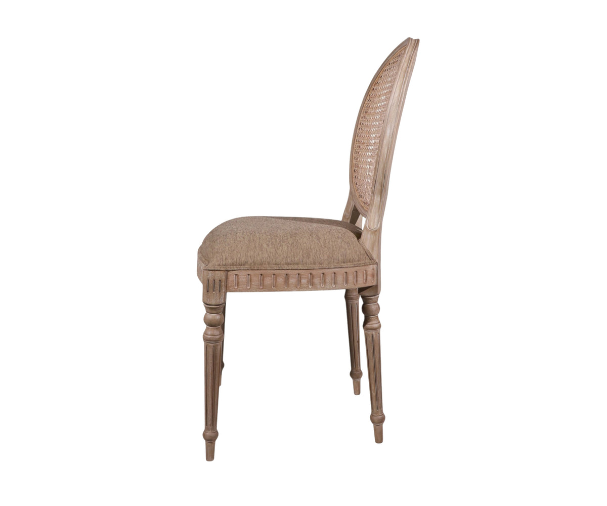 Gustavian Oval Cane Dining Chair with Tapered Fluted Legs