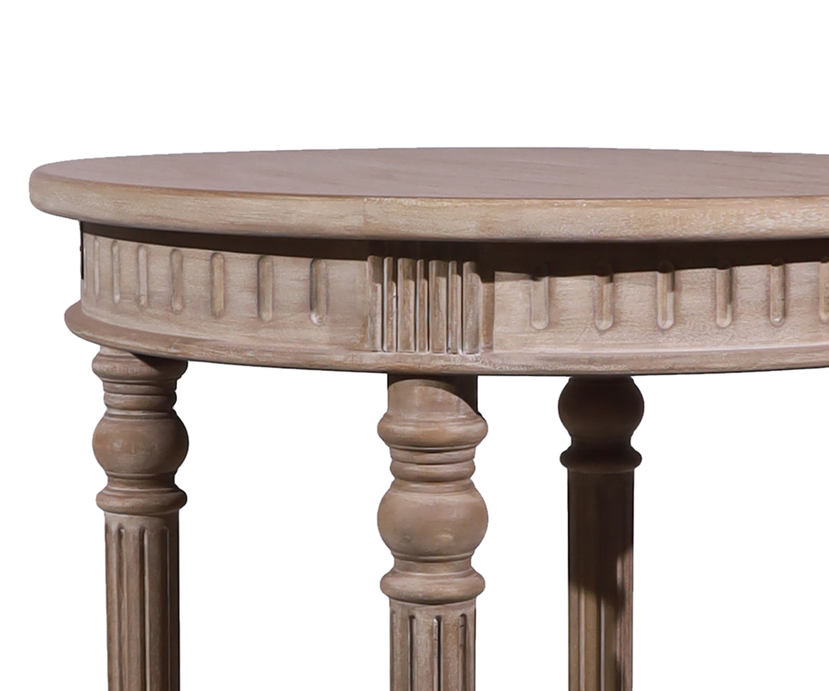 Louis XVI 2-Tier Round Side Table with Cane Shelf