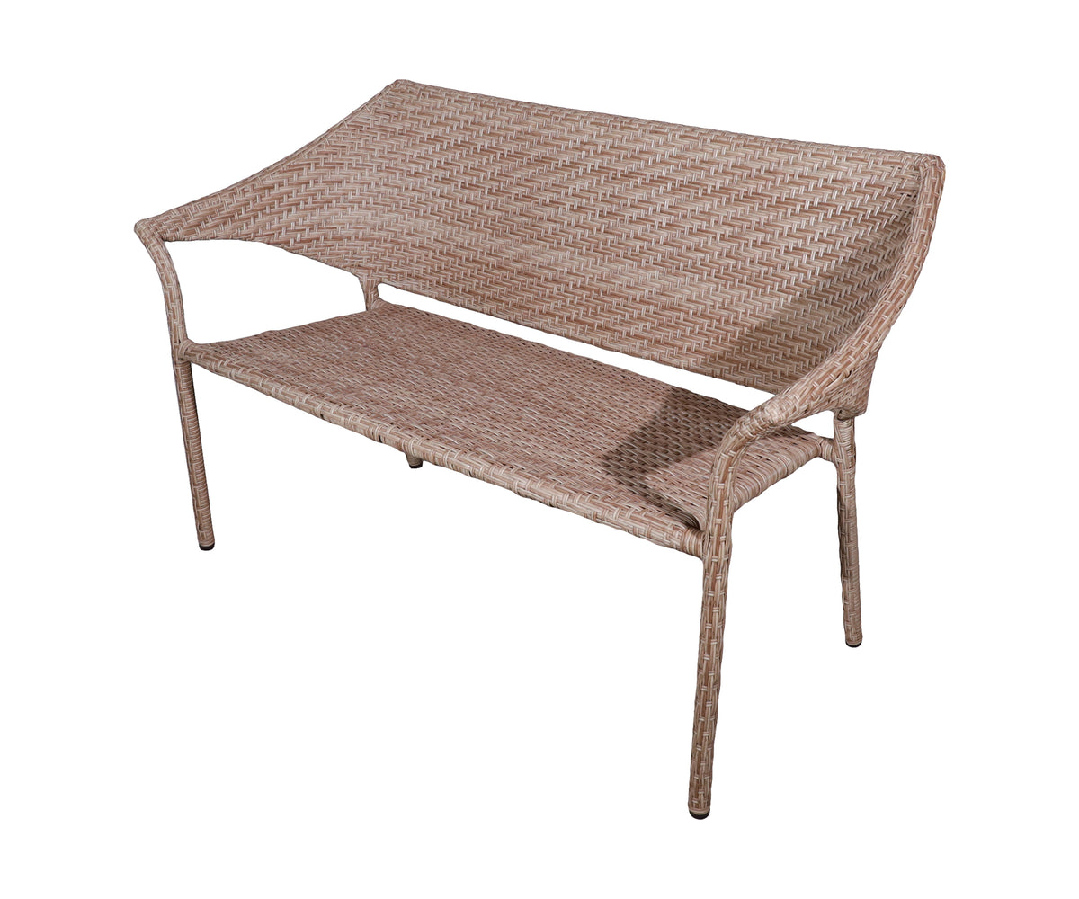 Light Biege Woven Outdoor Two-Seater Bench