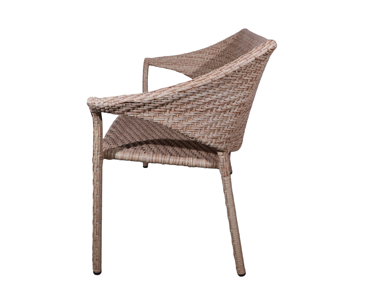 Light Biege Woven Outdoor Two-Seater Bench