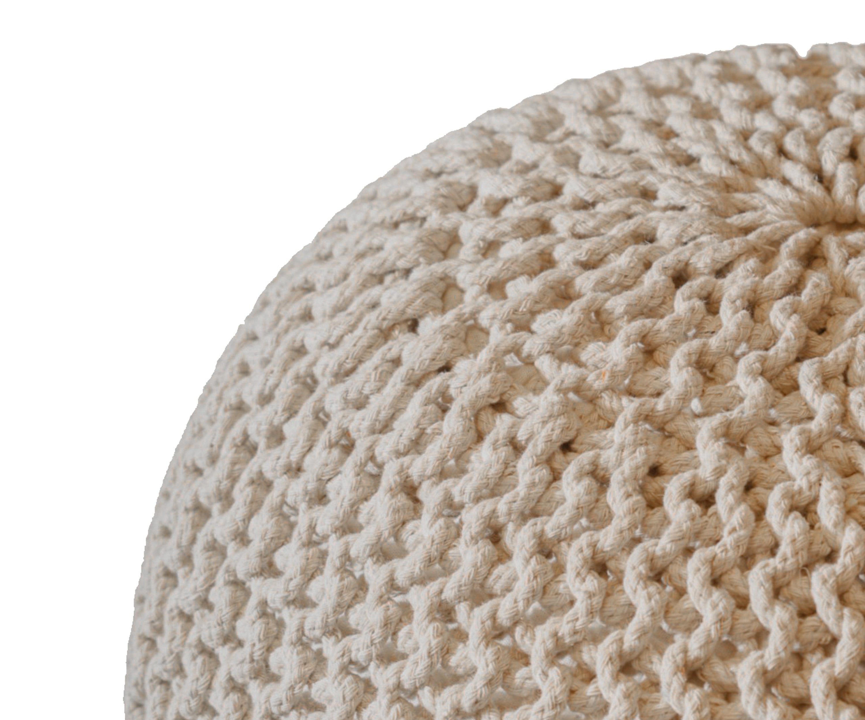 Ivory Knitted Pouffe Ottoman