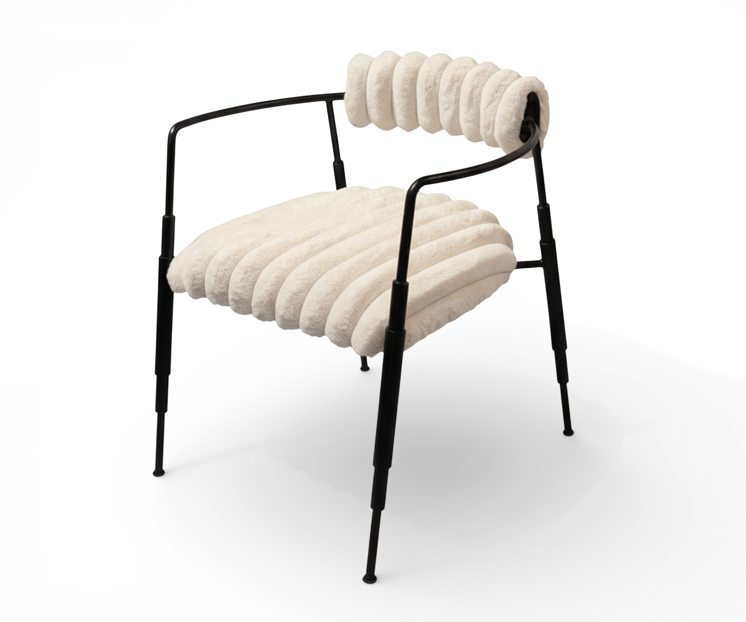 Ivory Fur Accent Chair with Metal Frame