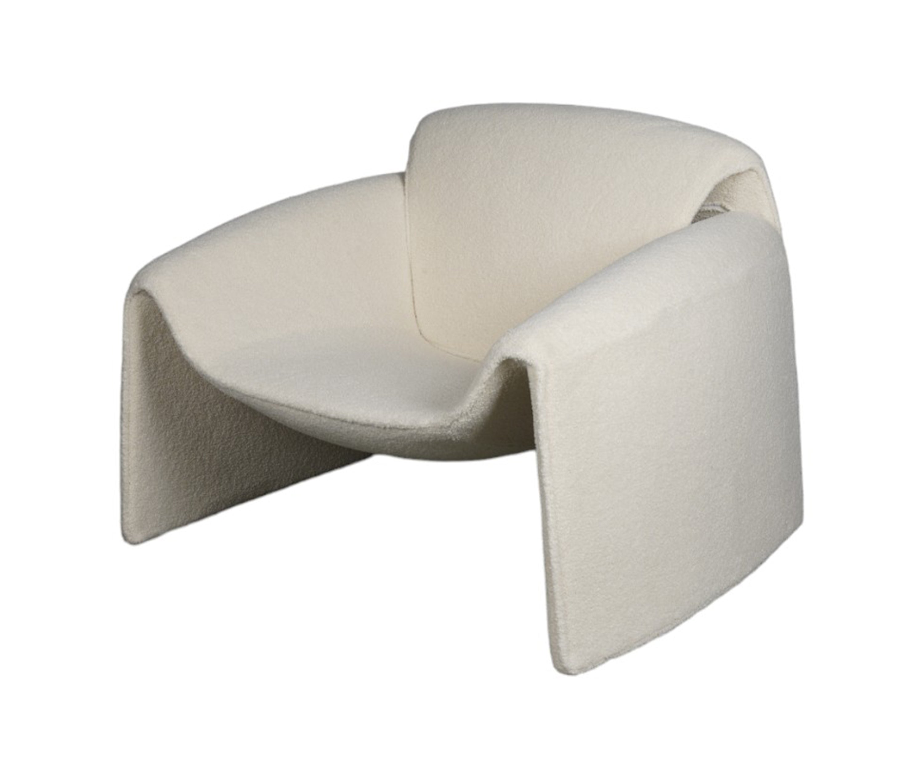 Ivory Modern Armchair with Curved Arms