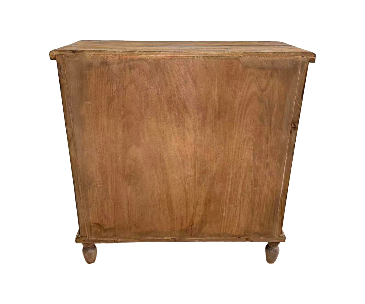 Fluted Teak Two-Door Accent Cabinet with Turned Feet
