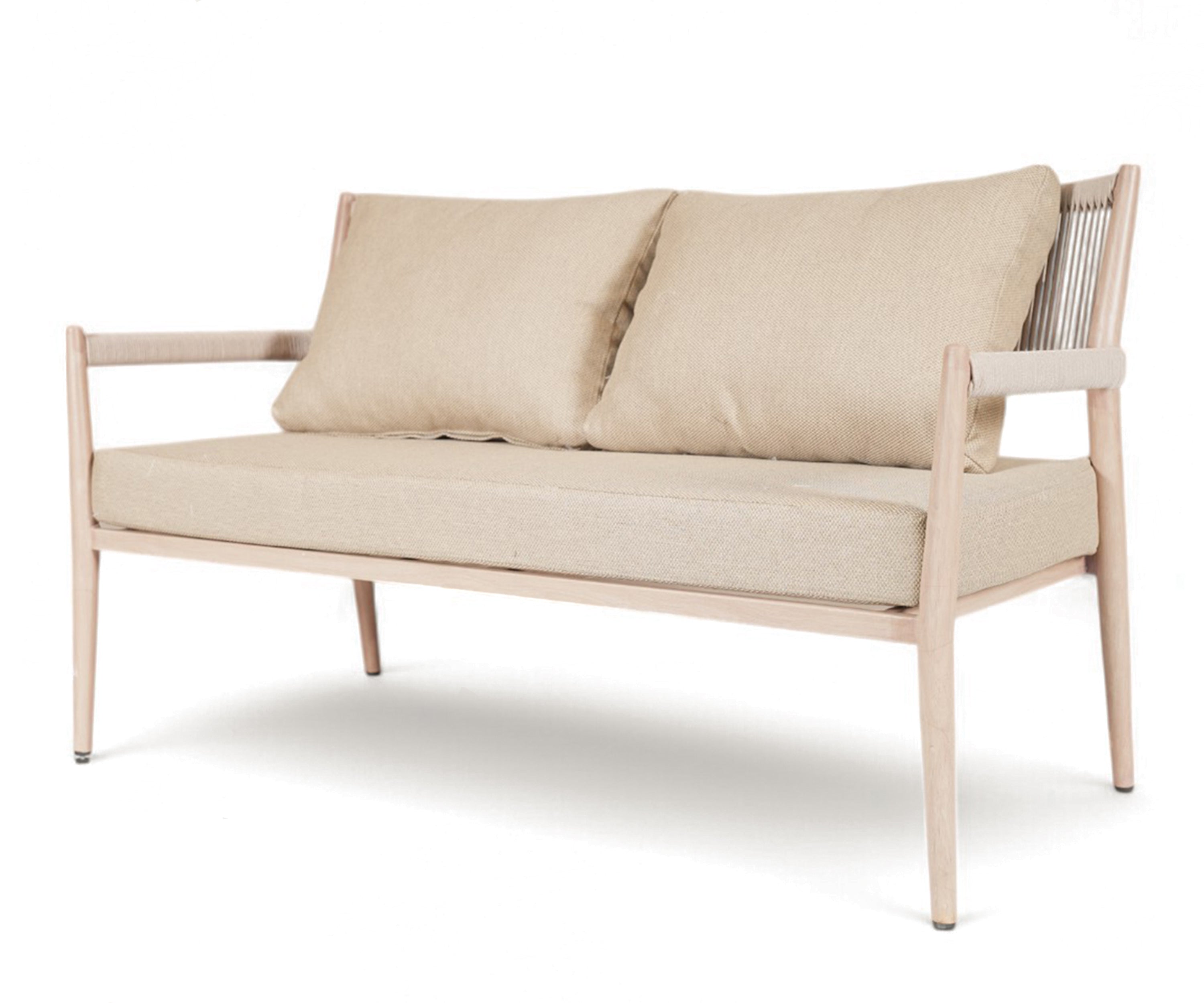 Modern Outdoor 2 Seater Sofa in Metal with Rope Detail