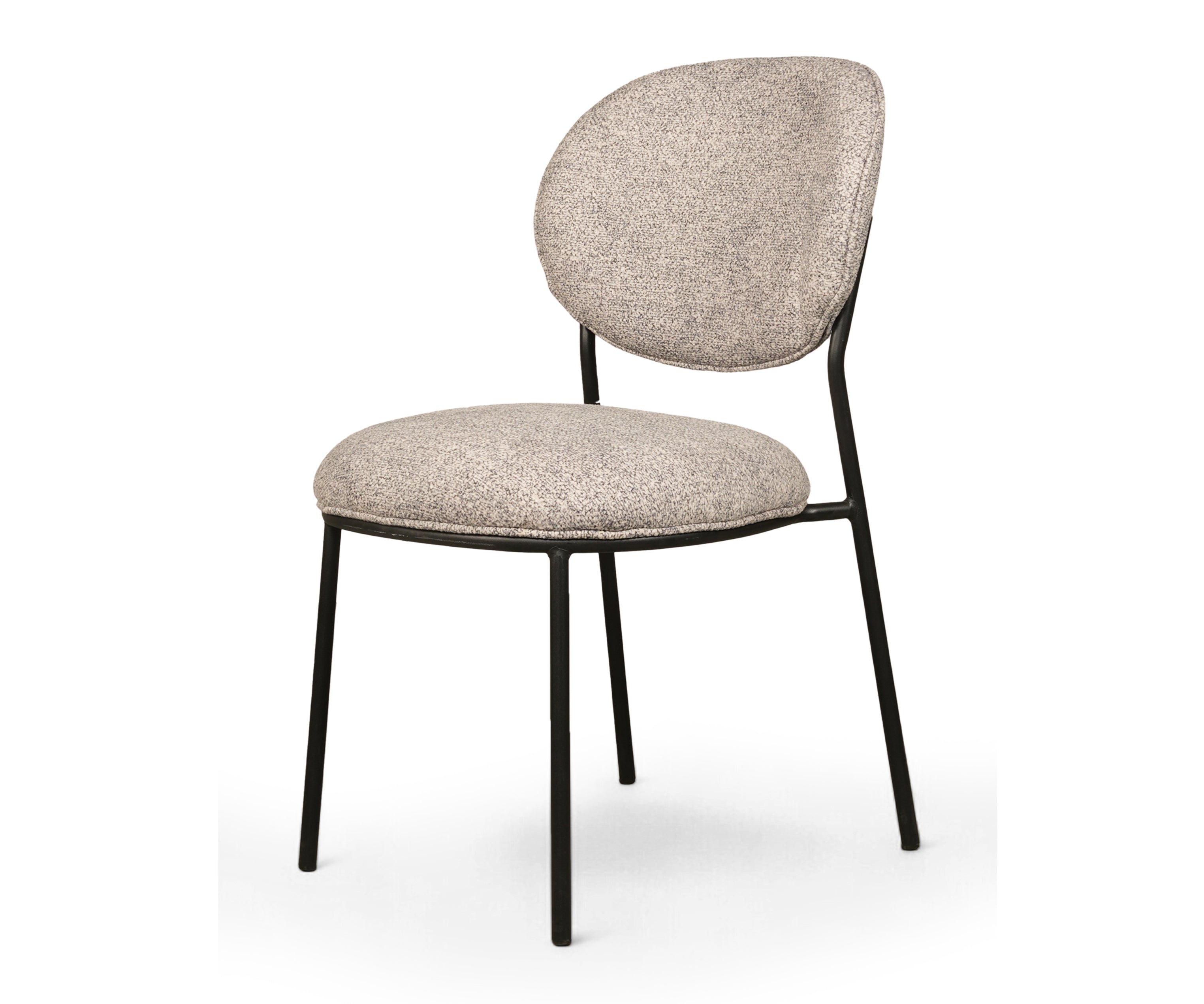 Modern Upholstered Dining Chair with Black Metal Legs