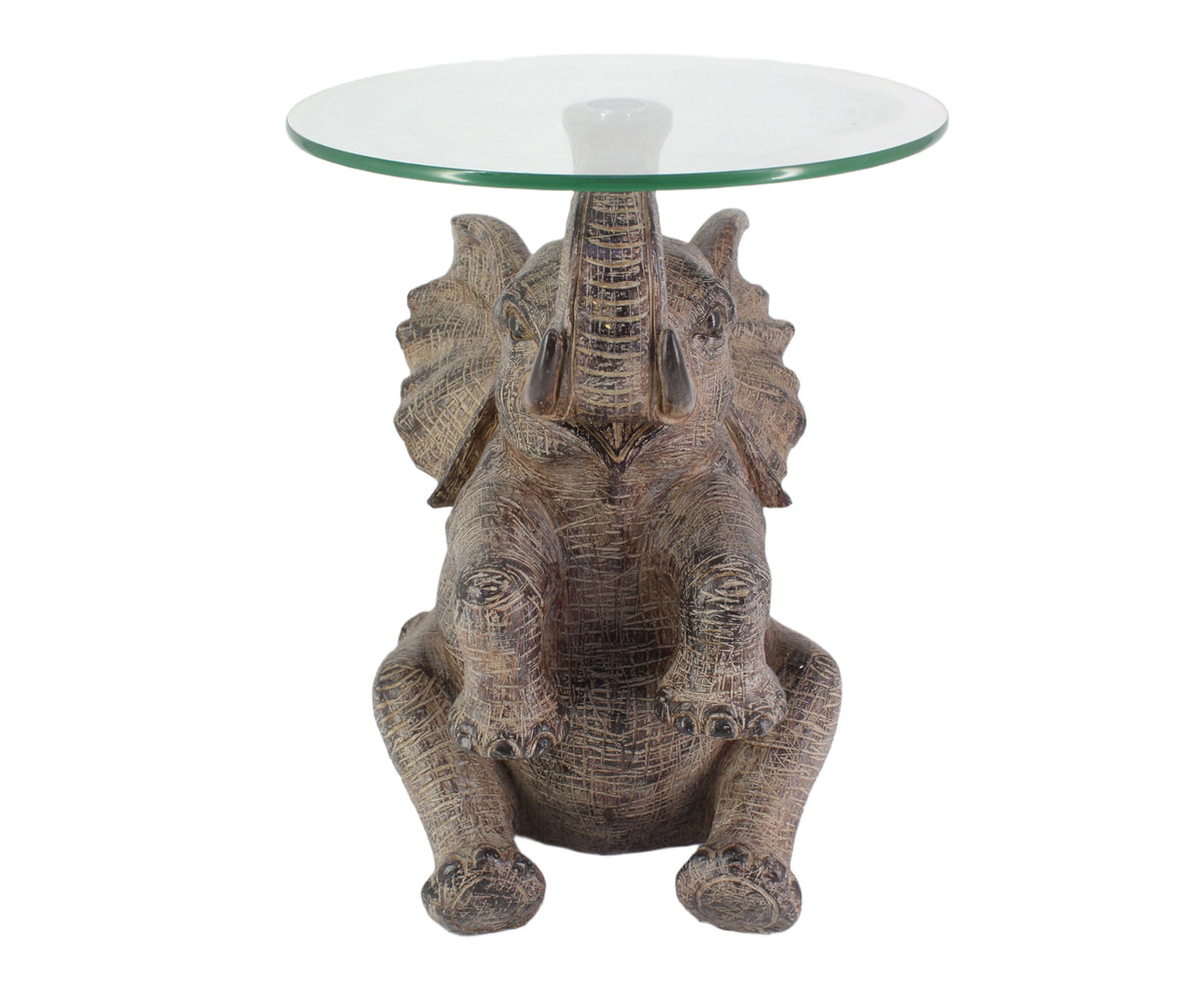Sculptural Elephant Side Table in Distress Finish