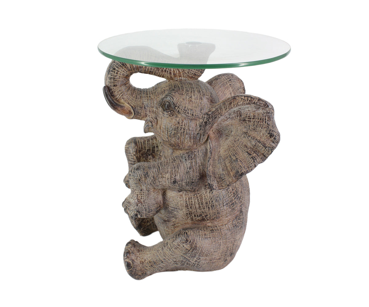 Sculptural Elephant Side Table in Distress Finish