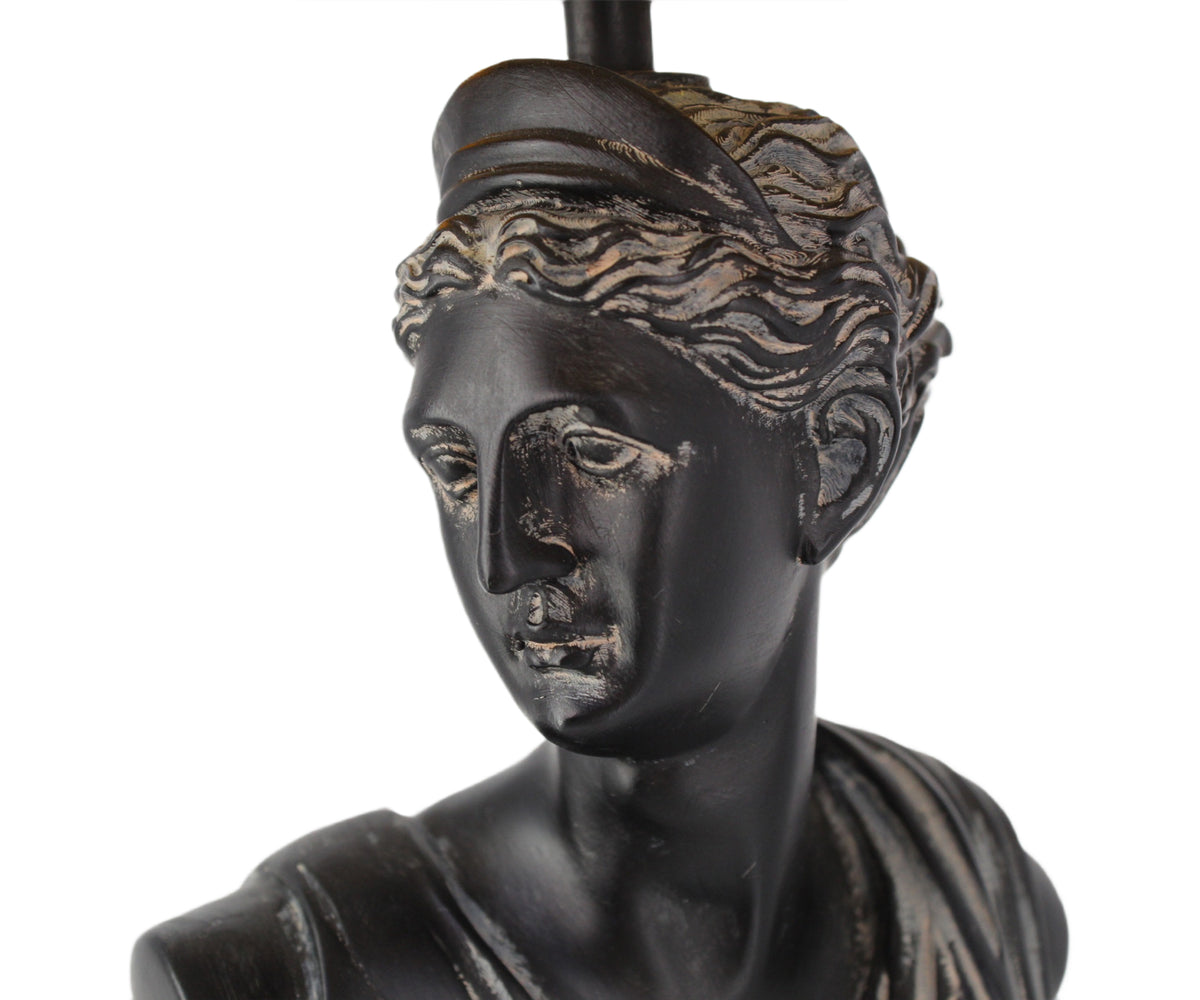 Black Greco-Roman Bust Column Floor Lamp
