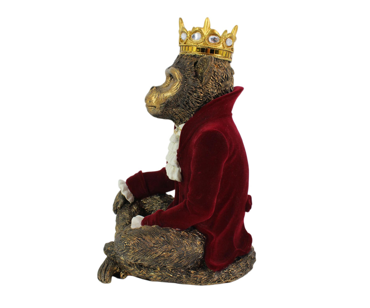 Whimsical Jeweled Crown Chimp Desk Decor