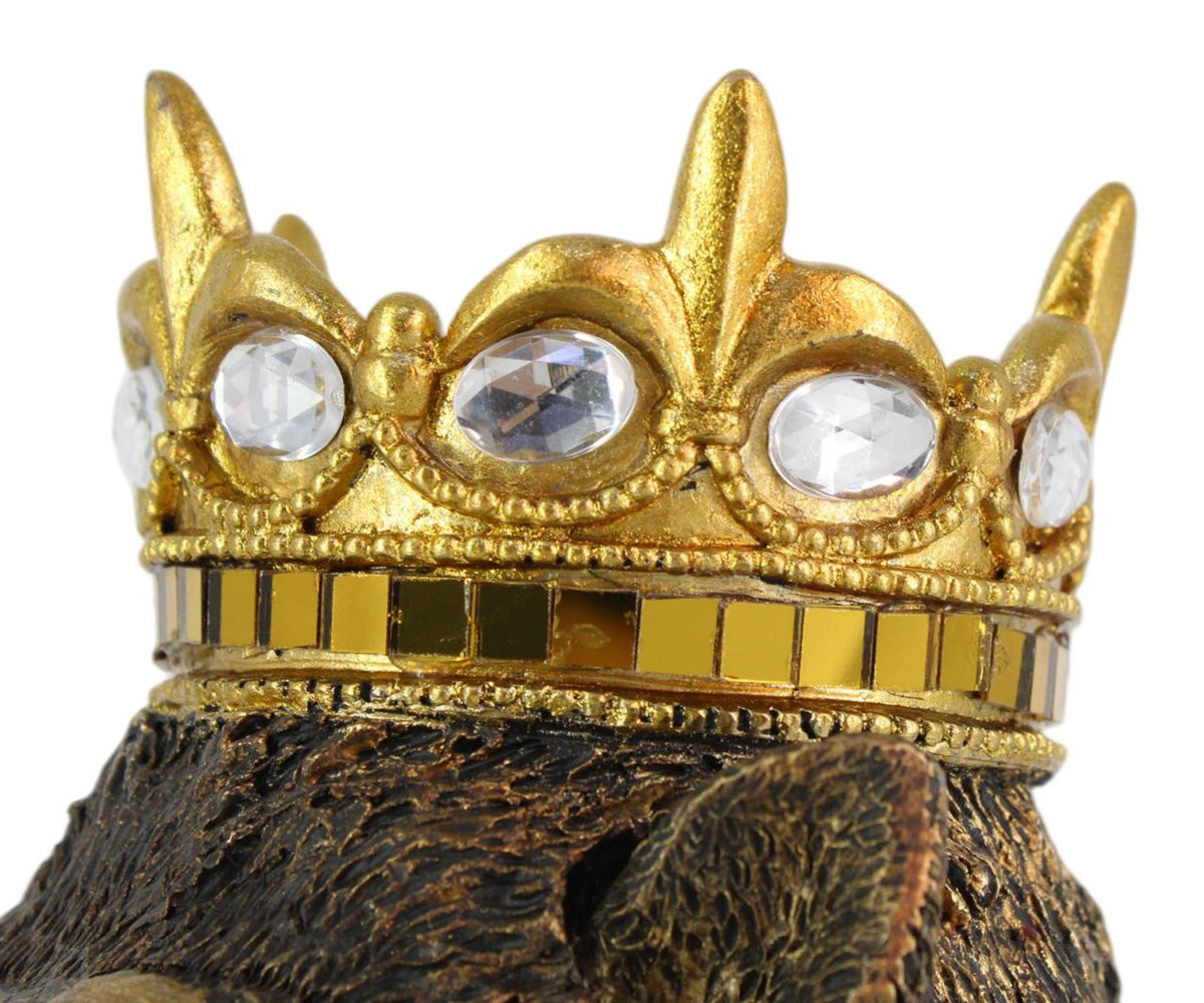 Whimsical Jeweled Crown Chimp Desk Decor
