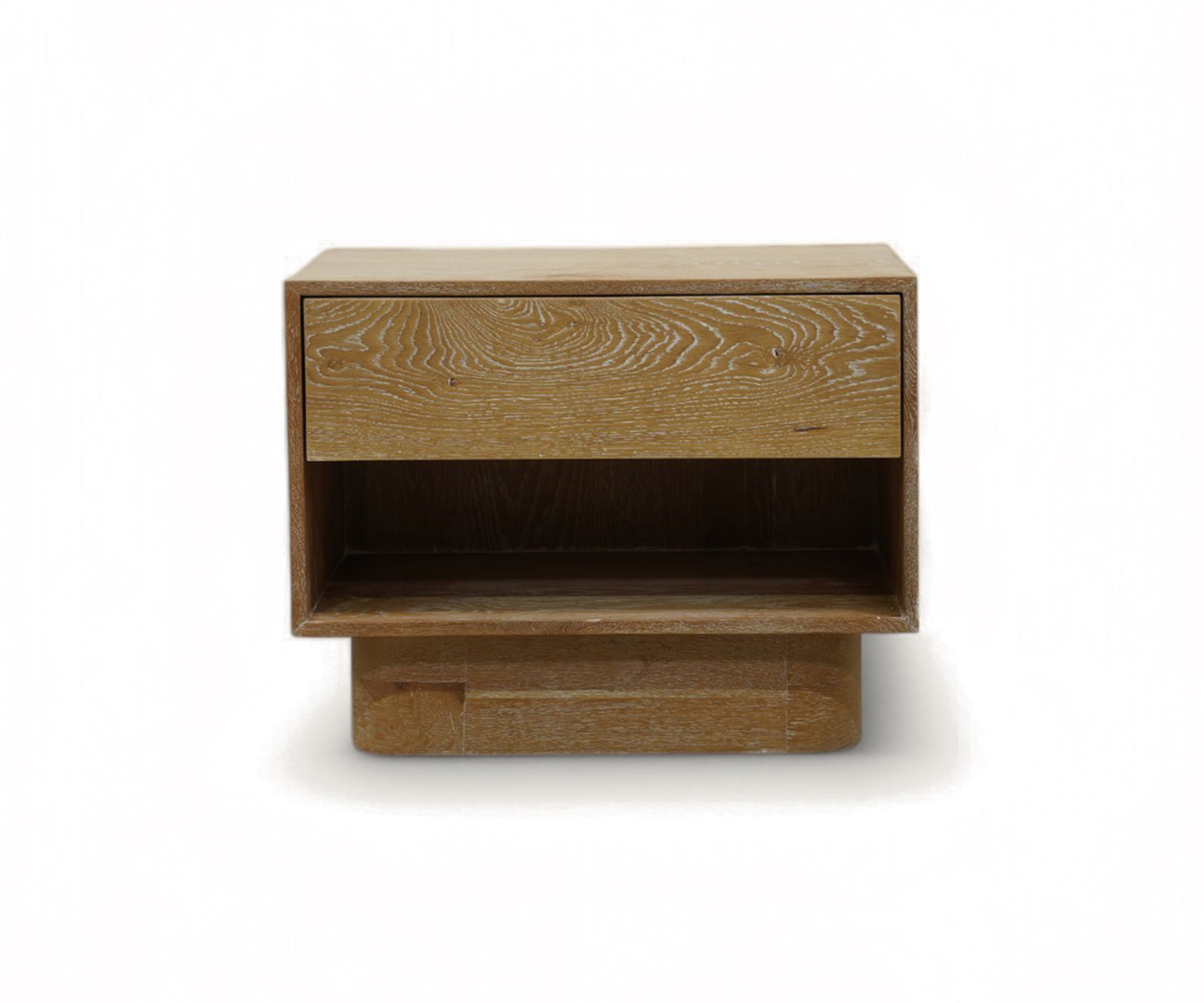 Natural Oak Floating Silhouette Nightstand with Drawer & Open Cubby
