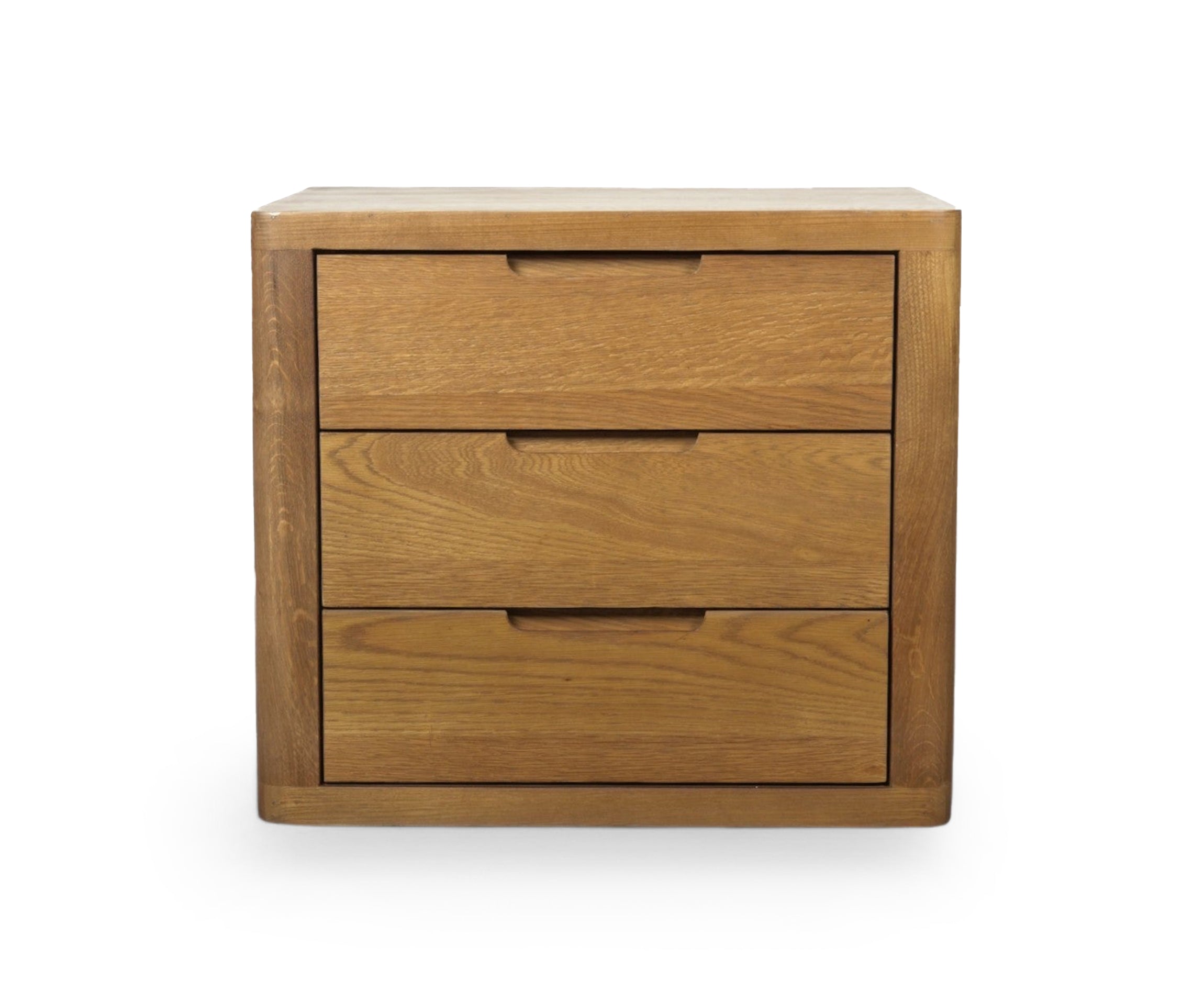 Natural Wood Rounded Edge 3-Drawer Night Stand