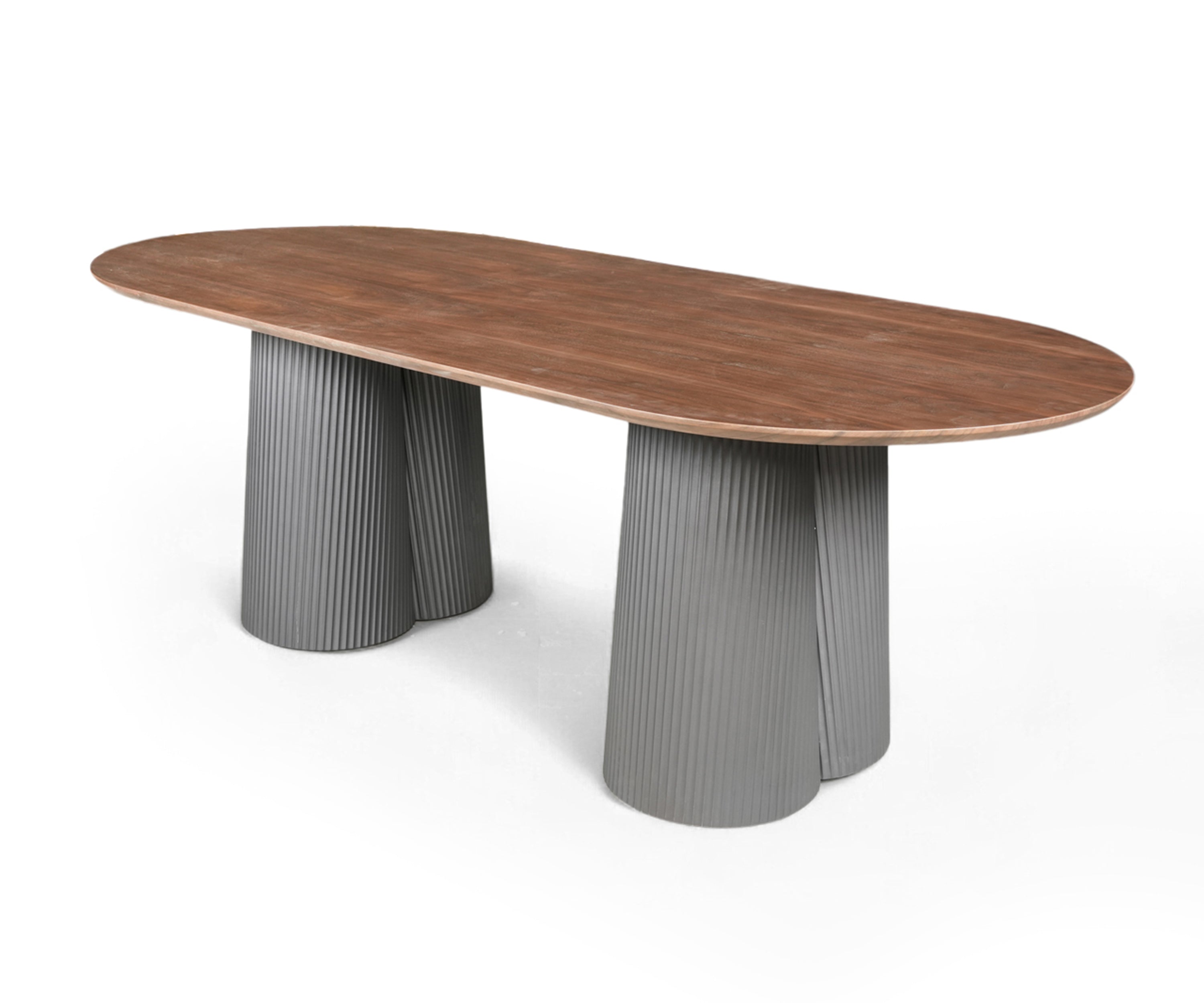 Oval 8 Seater Dining Table with Fluted Pedestal Base