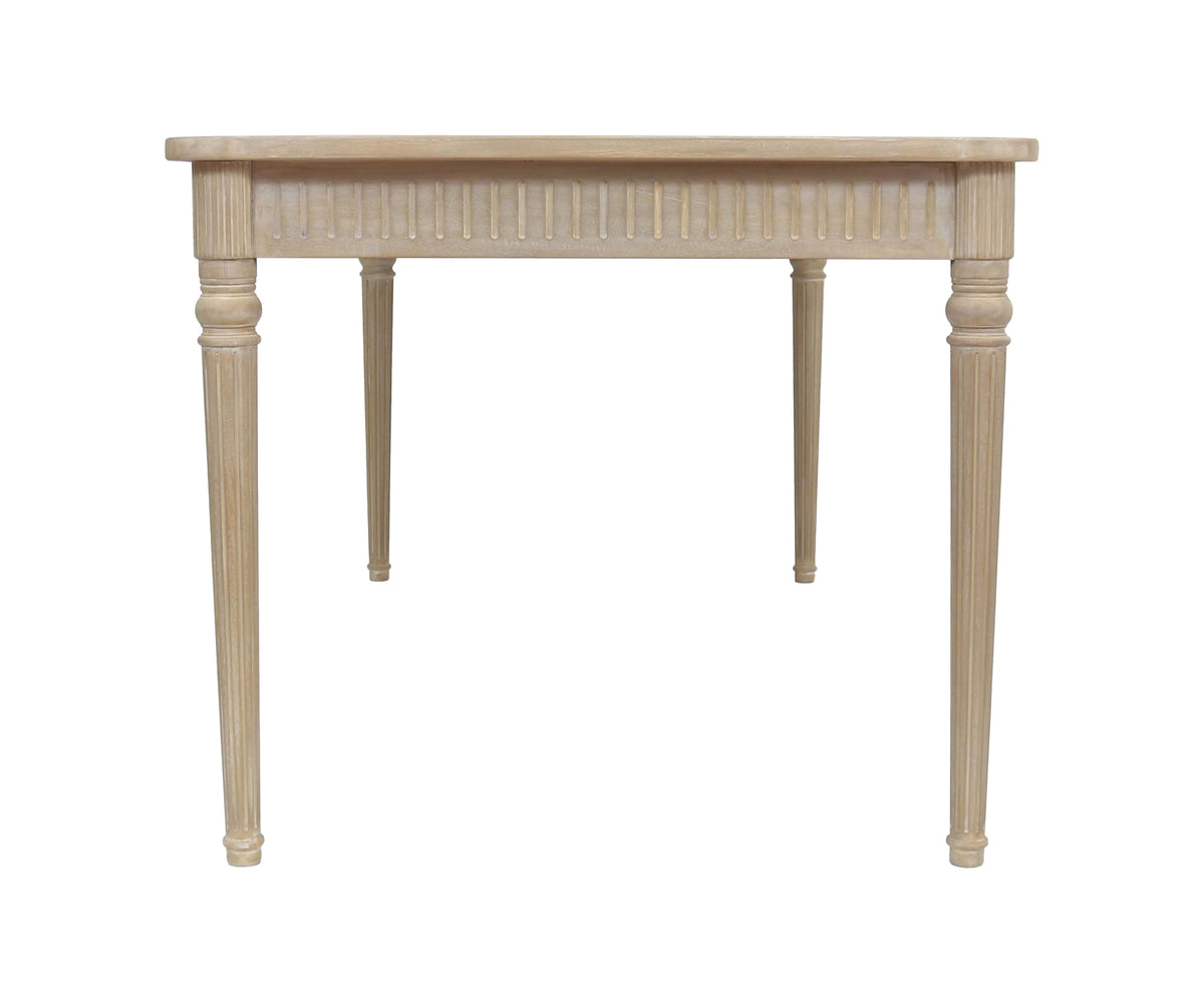 Fluted Light Brown 6-Seater Dining Table with Turned Legs