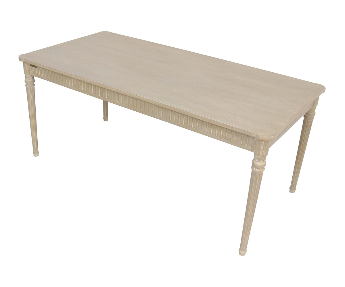 Fluted Light Brown 6-Seater Dining Table with Turned Legs
