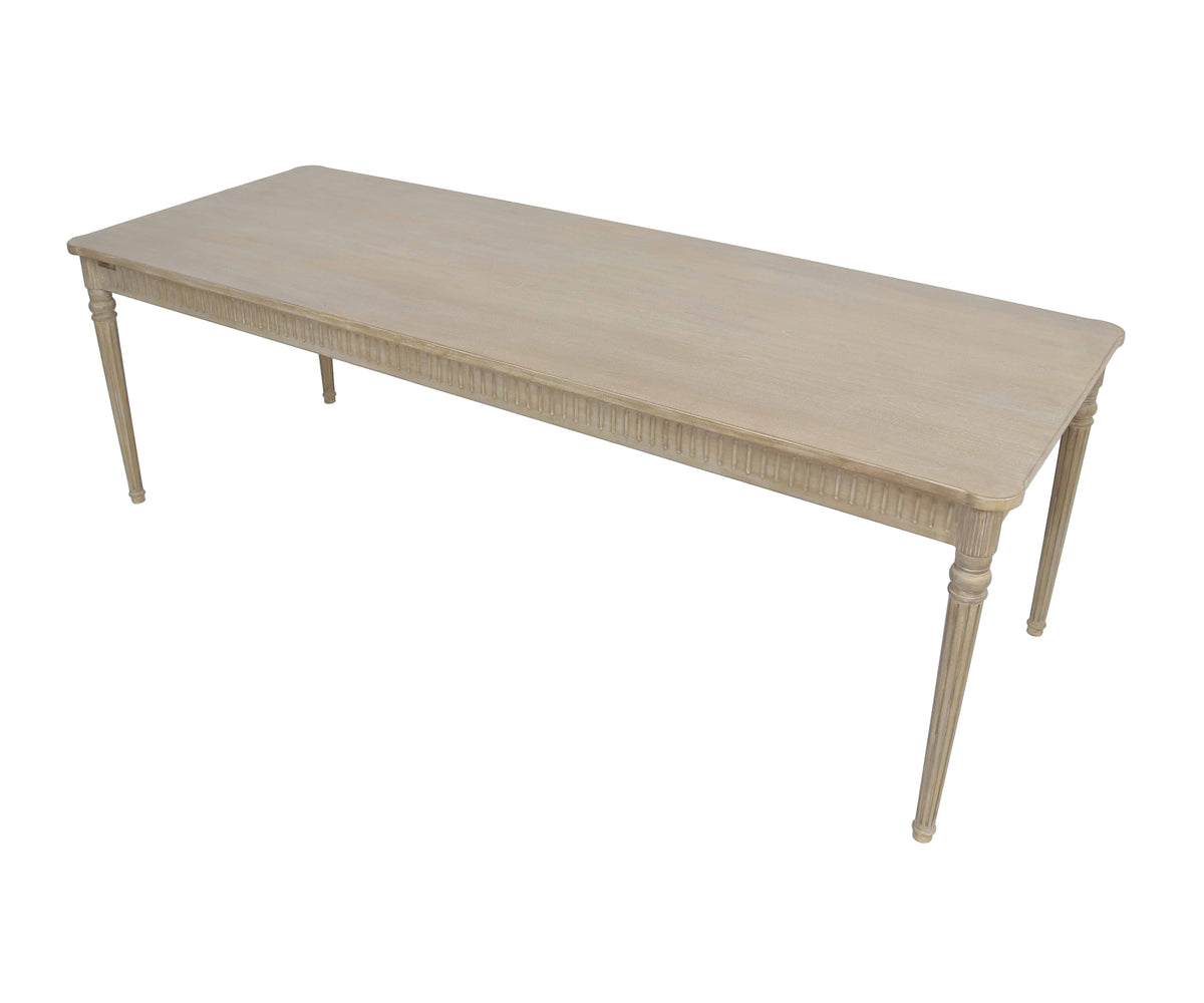 Fluted Light Brown 8-Seater Dining Table with Turned Legs