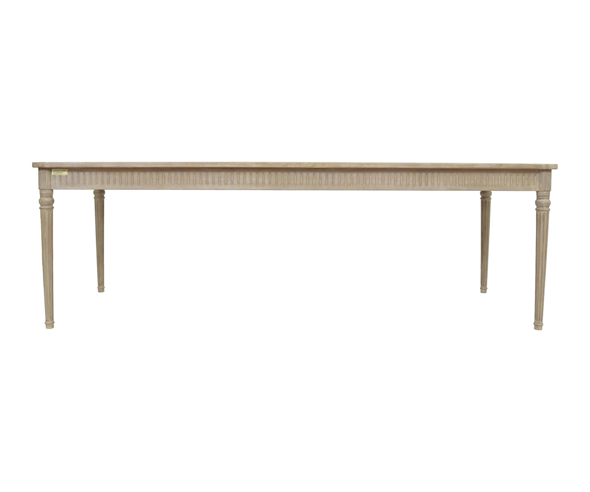 Fluted Light Brown 8-Seater Dining Table with Turned Legs