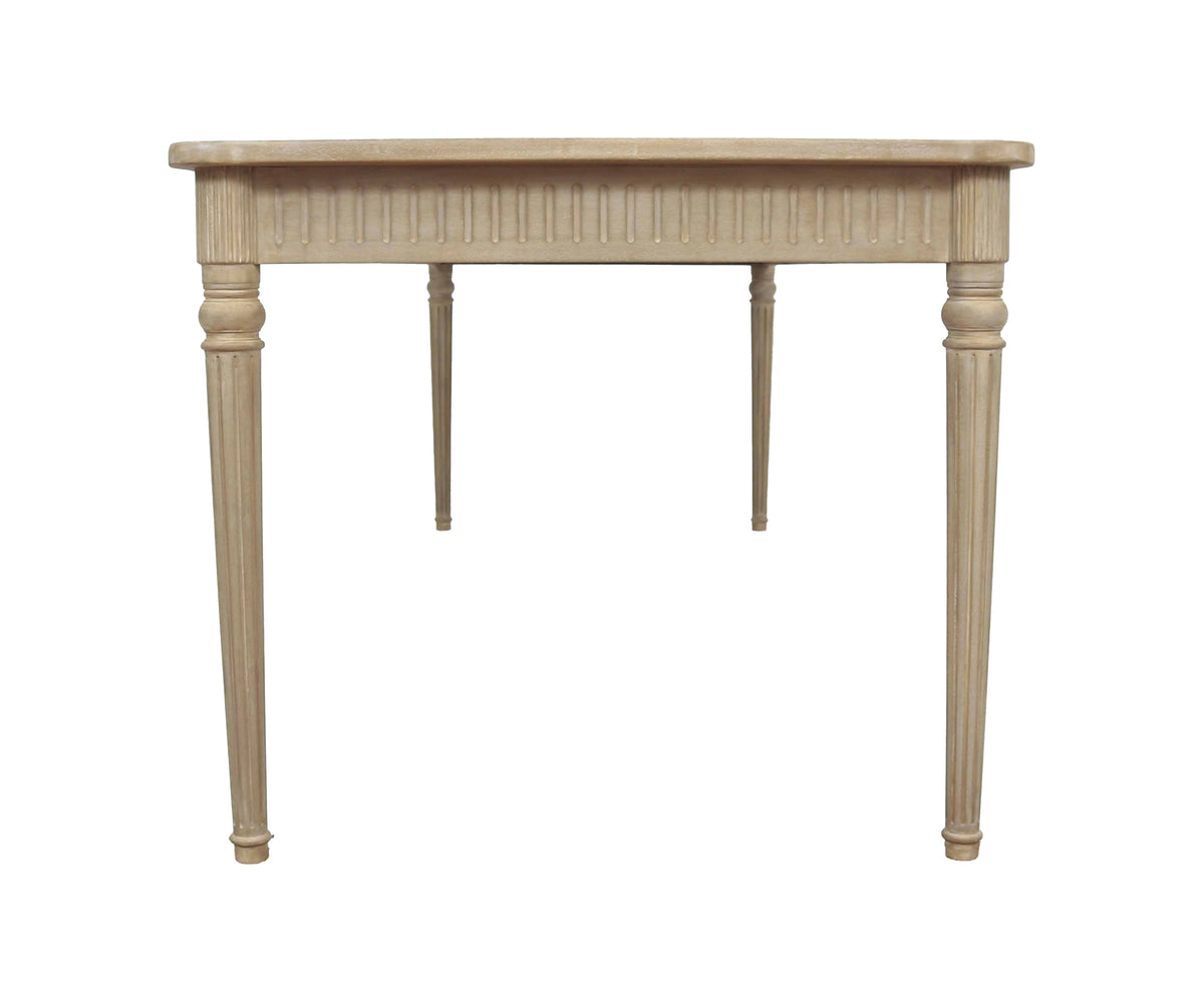 Fluted Light Brown 8-Seater Dining Table with Turned Legs