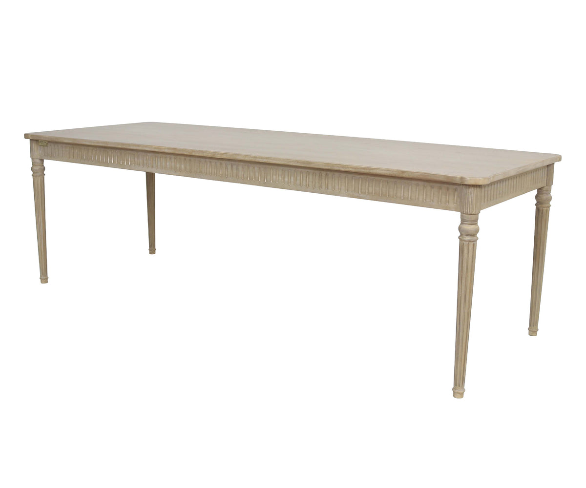 Fluted Light Brown 8-Seater Dining Table with Turned Legs