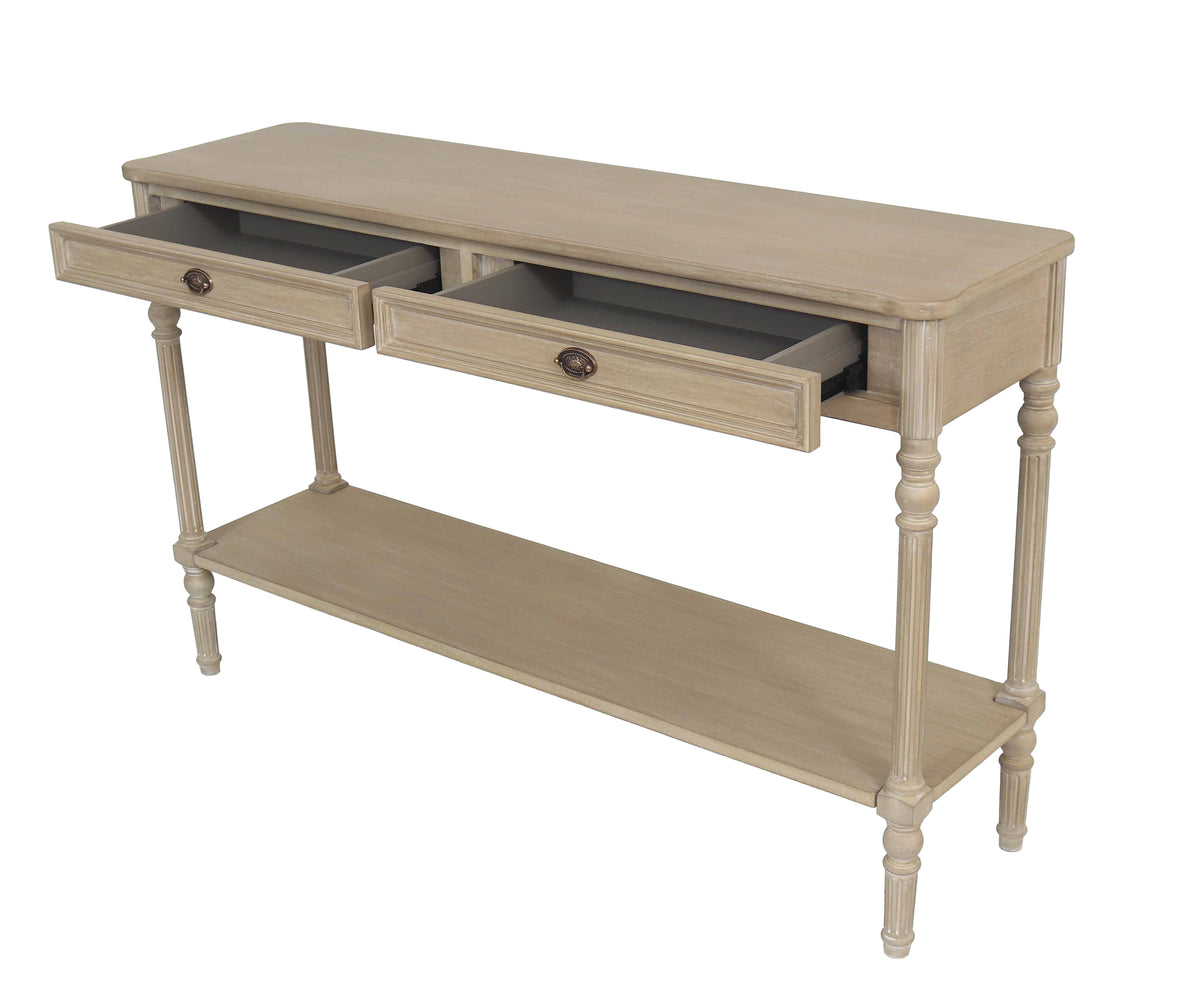 2-Tier Turned Leg 2-Drawer Console Table with Storage Shelf