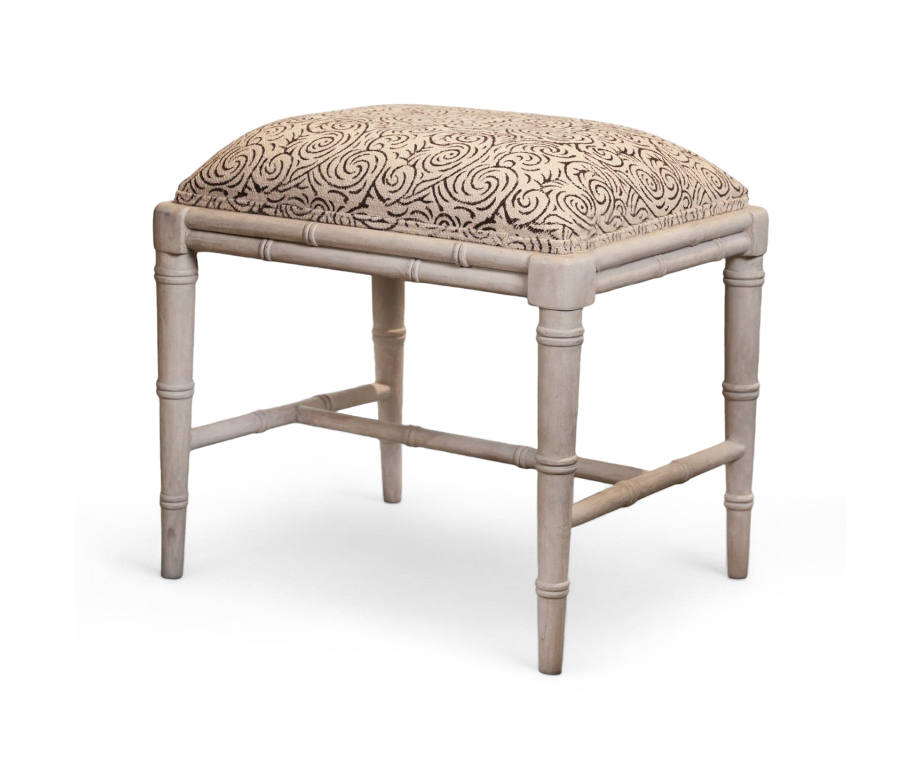 Printed Durrie Bamboo Stool