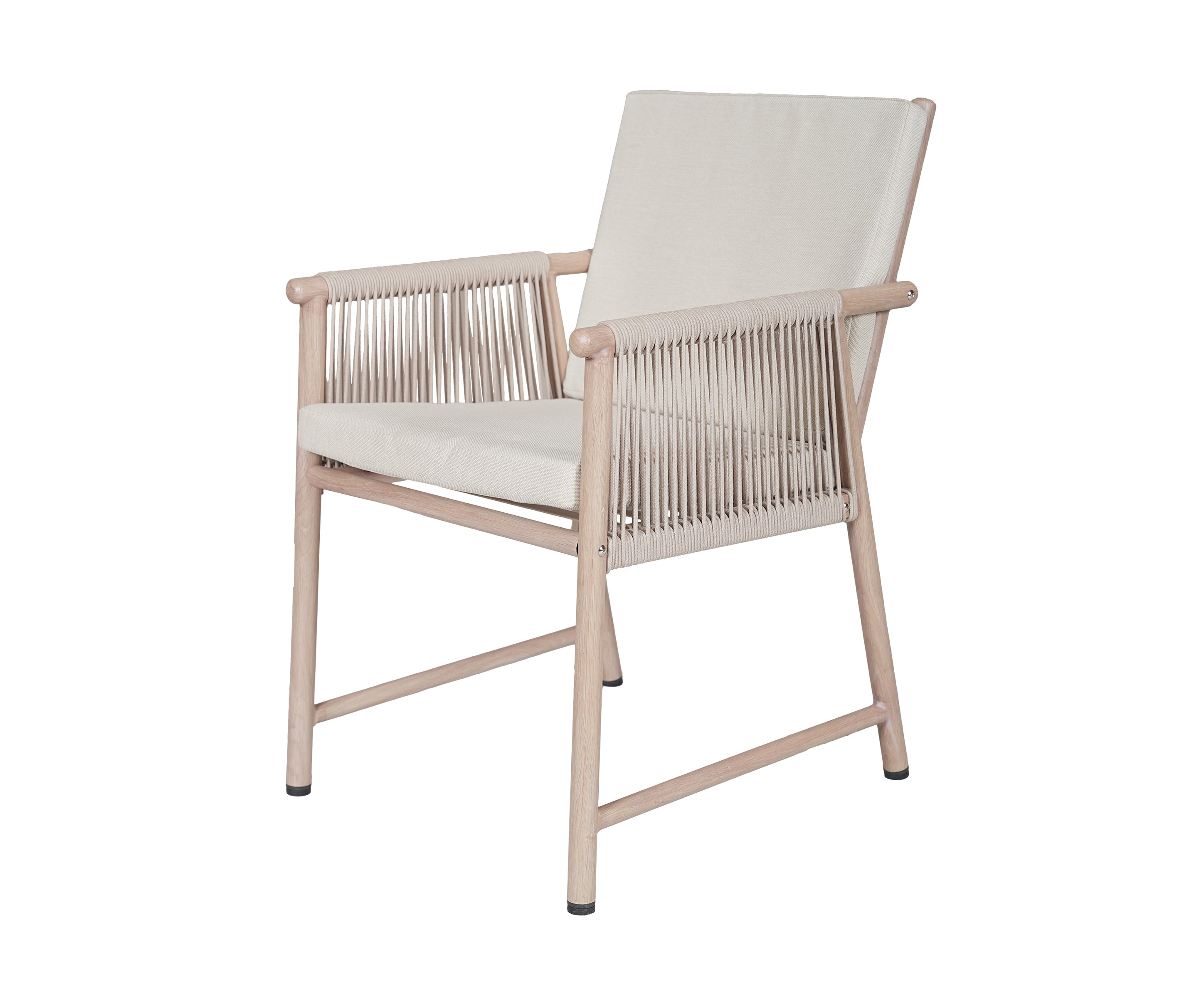 Beige Nylon Rope Outdoor Armchair with Metal Frame
