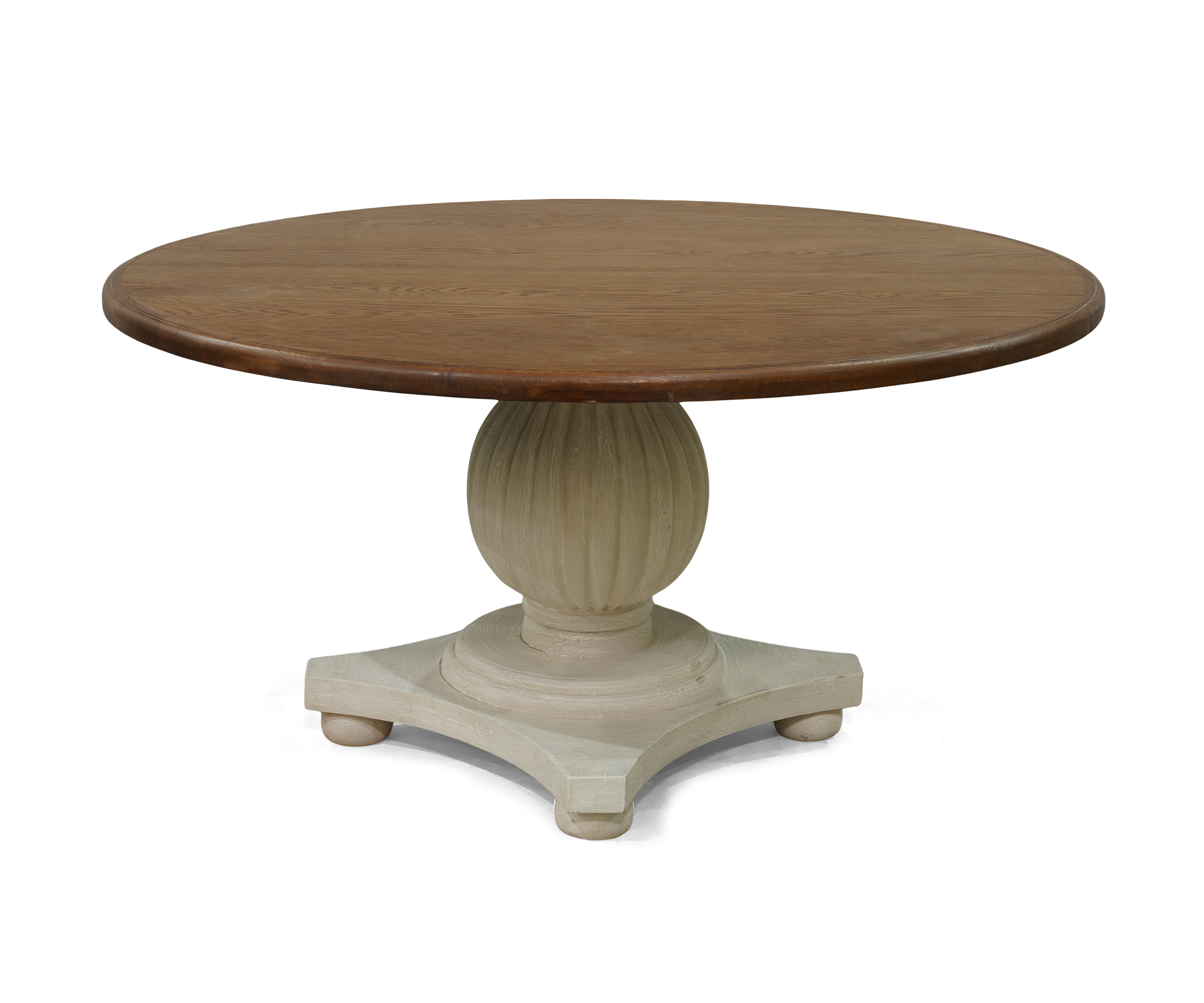 Round 4 Seater Dining Table with Carved Pedestal Base