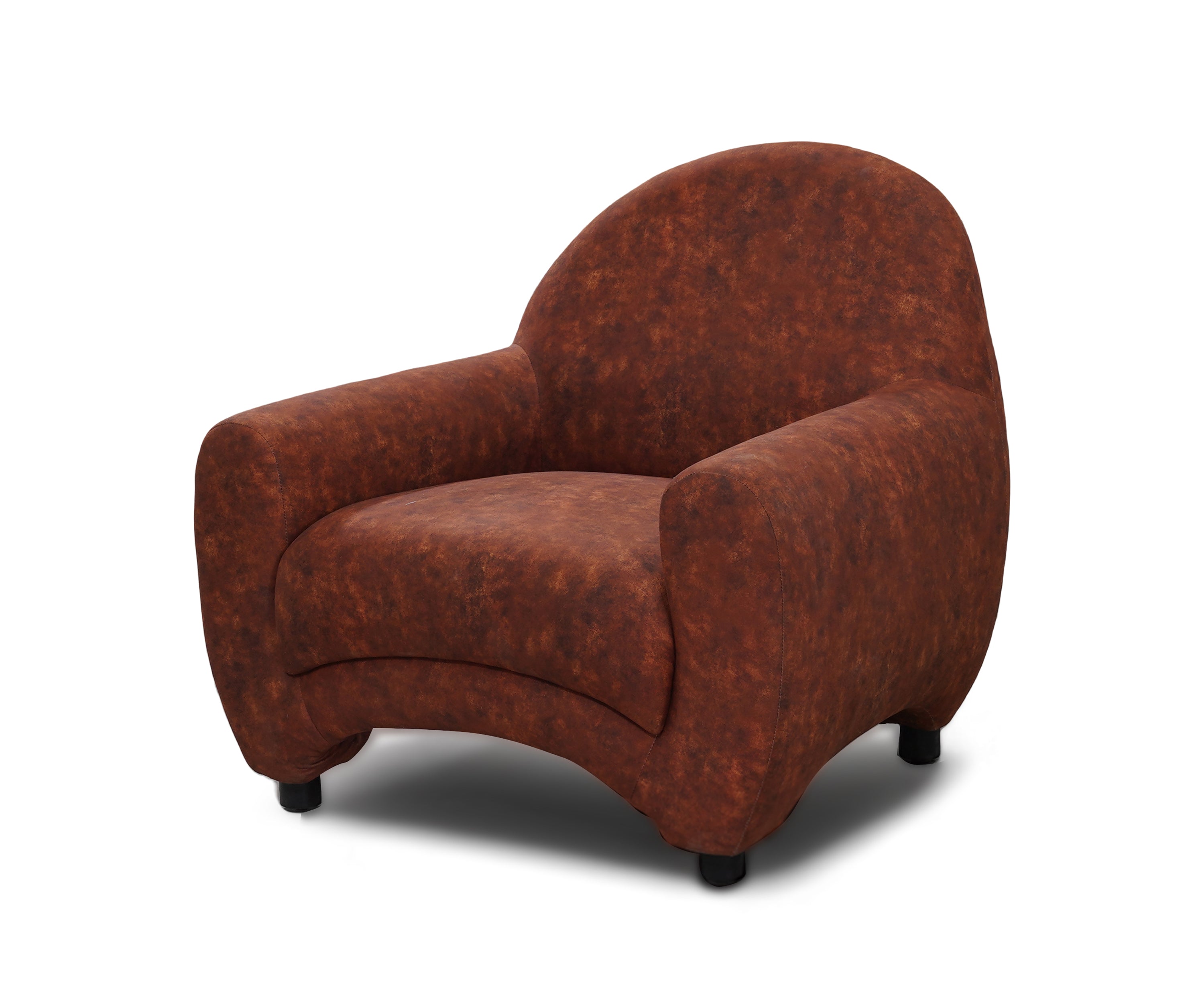 Rust Barrel Lounge Chair with Curved Arms