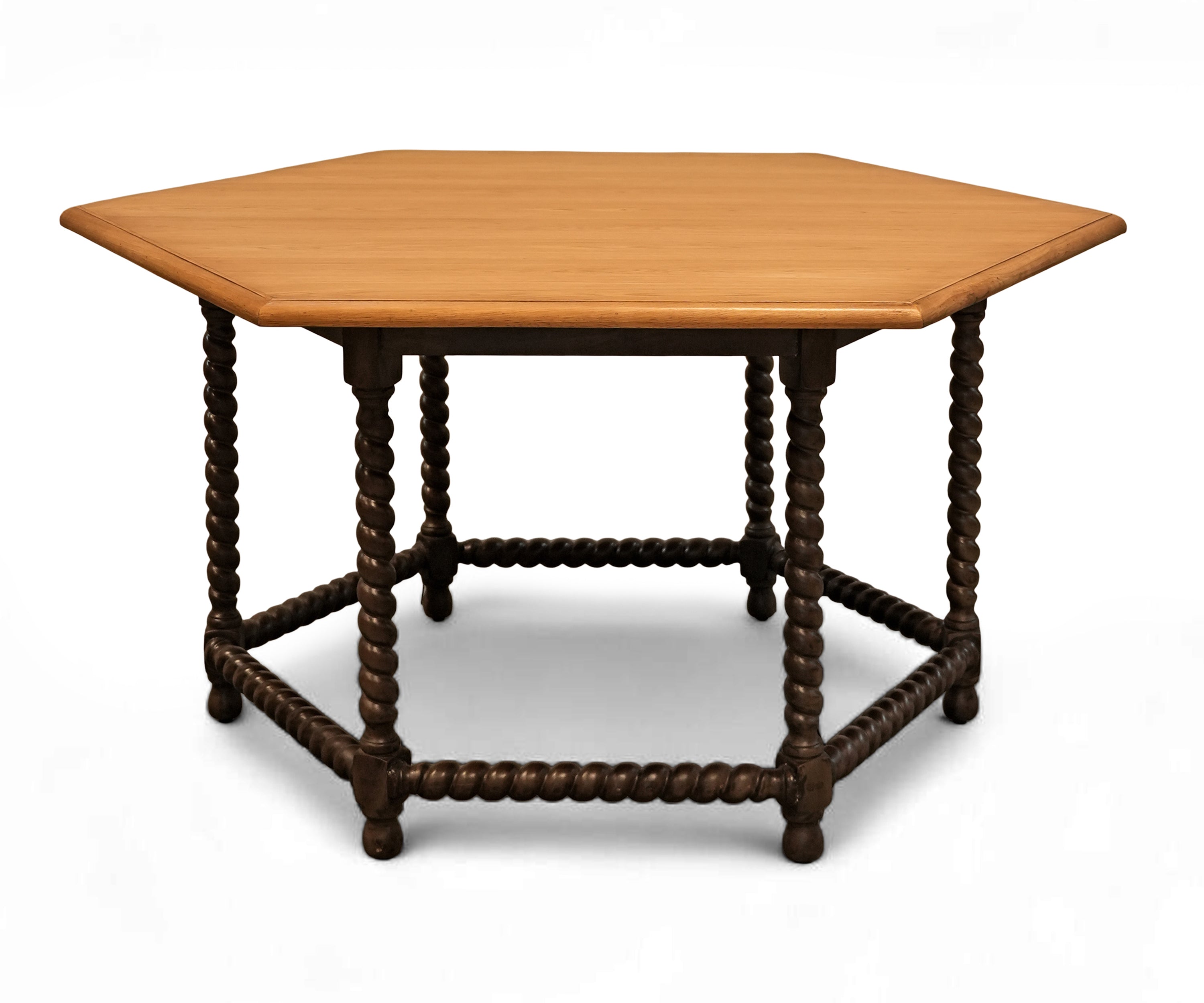 Rustic Solid Wood 6 Seater Dining Table with Barley Twist Legs